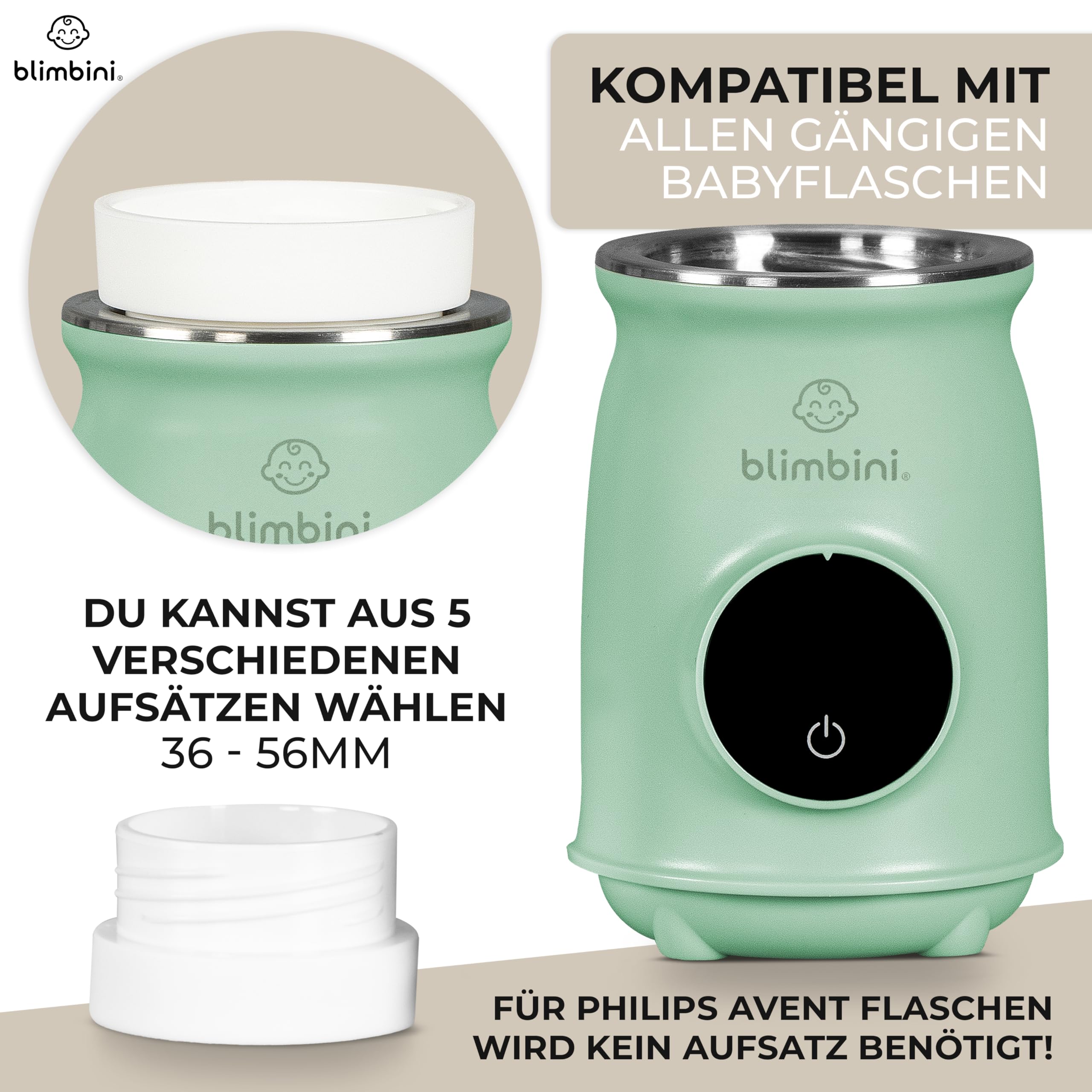 Pro+ Flaschenwärmer Baby unterwegs mit genauer Temperatursteuerung & USB-C - akkubetriebener, tragbarer Flaschenwärmer to go - Baby Bottle Warmer portable - Babyflaschen Wärmer unterwegs
