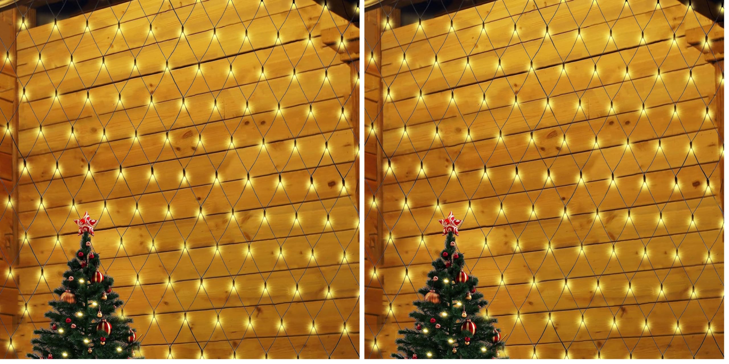 SALCAR 2x3m Anti-Rost LED Lichternetz Außen, Buchsbaum Lichterkette Netz Outdoor, Lichtervorhang Innen Strom mit 9 Modi und Speicherfunktion, Warmweiß (Packung mit 2)