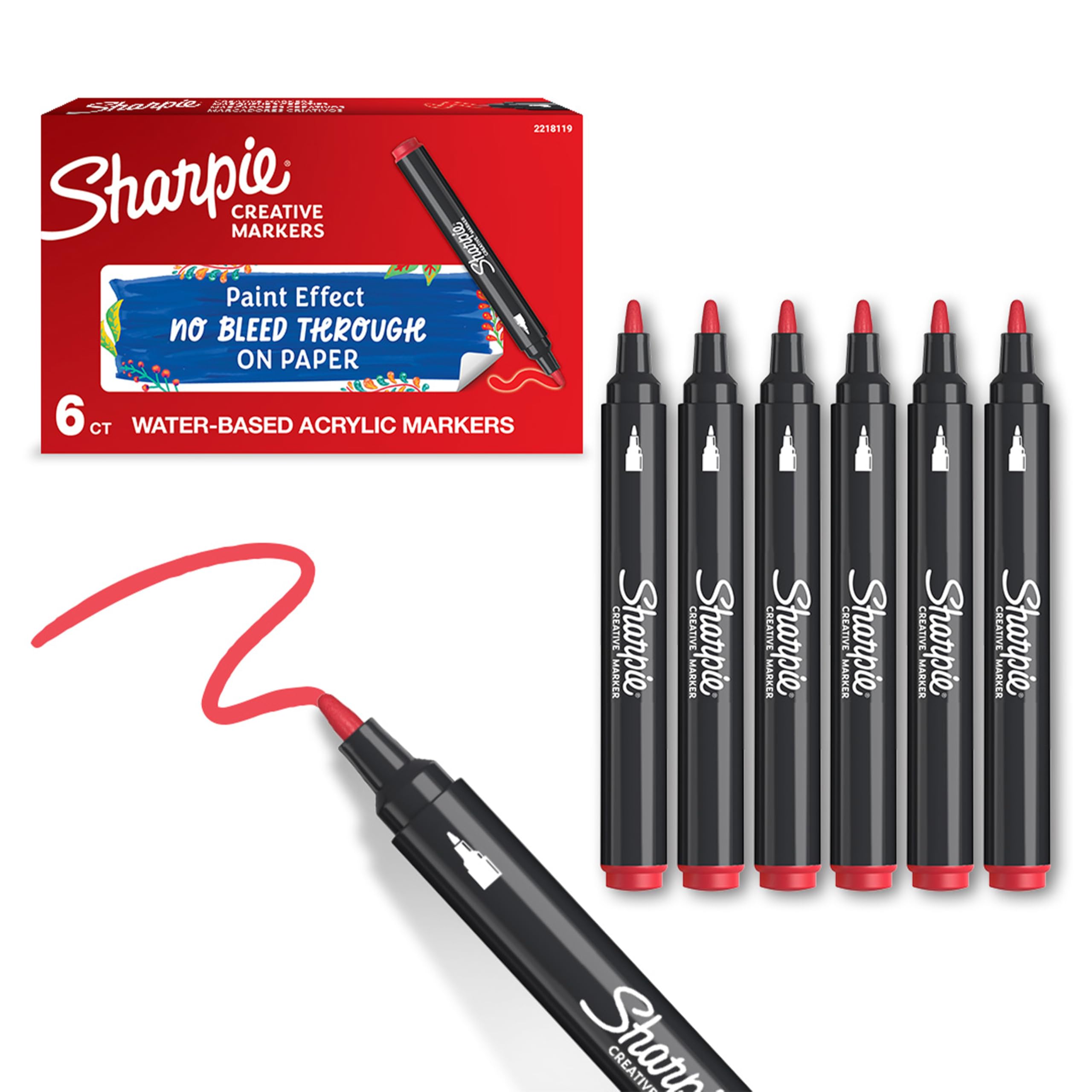 SHARPIE Akrilik markör, Yuvarlak uç, Kırmızı