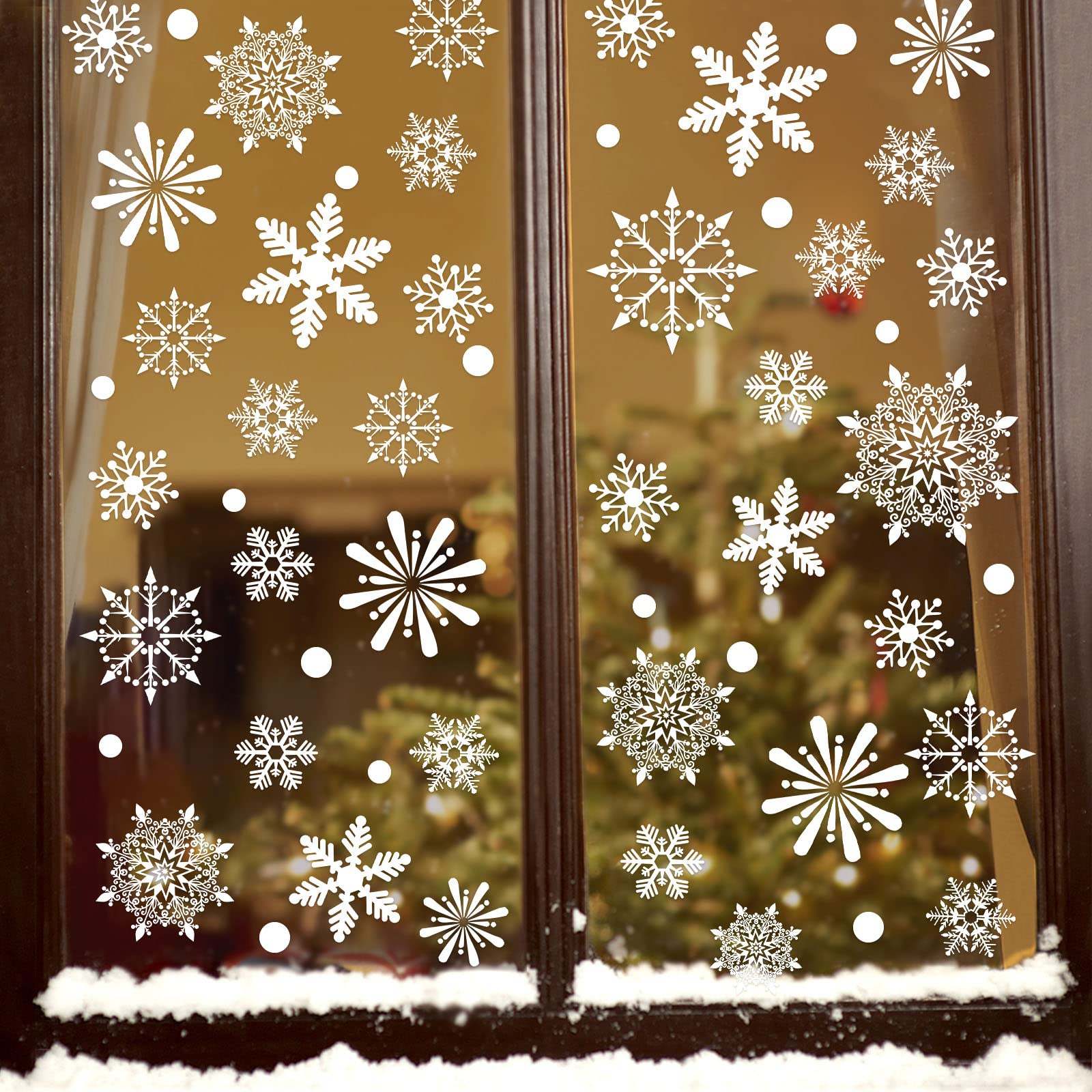 Photo 1 of 238 PCS Christmas Snowflake Window Clings Decorations, Xmas Window Stickers Decal 8 Sheets
