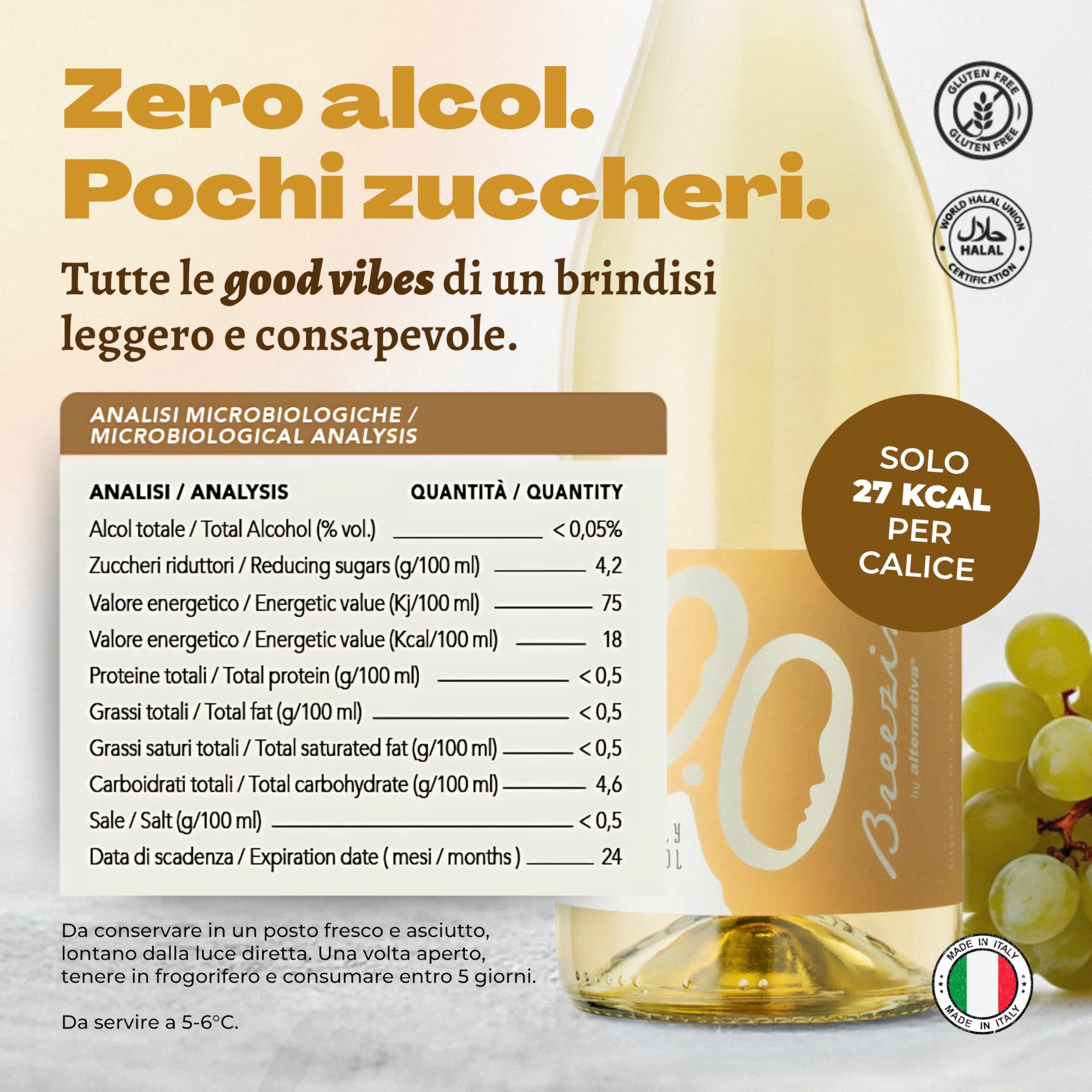 Breezin’ Bianco Dry Analcolico 0.0% Gusto Fresco e Intenso | Note di Pera e Frutta Tropicale, Ideale per Aperitivi e Feste, 2 Bottiglie da 750 ml Alcool Free – ALTERNATIVA