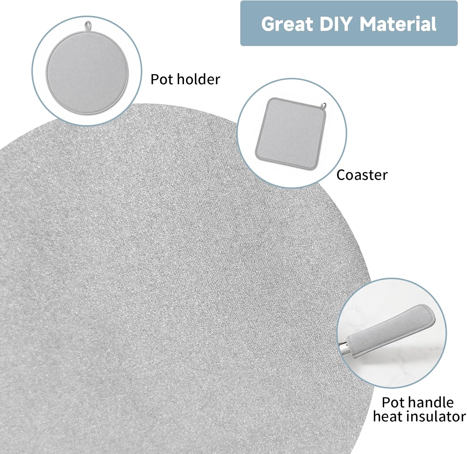 62" x 5 Yard Silver Heat Resistant Fabric, Thermal Insulated Fabric