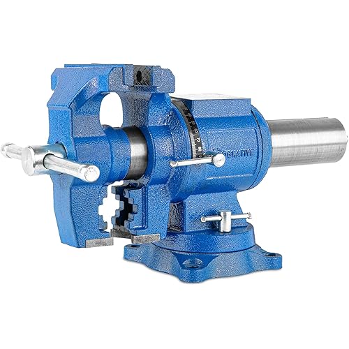 COGNATIVE 360° Multi-Purpose Bench Vise, Ductile Iron, Heavy Duty with Anvil, Clamp force 4000KG, Blue, 5-Inch