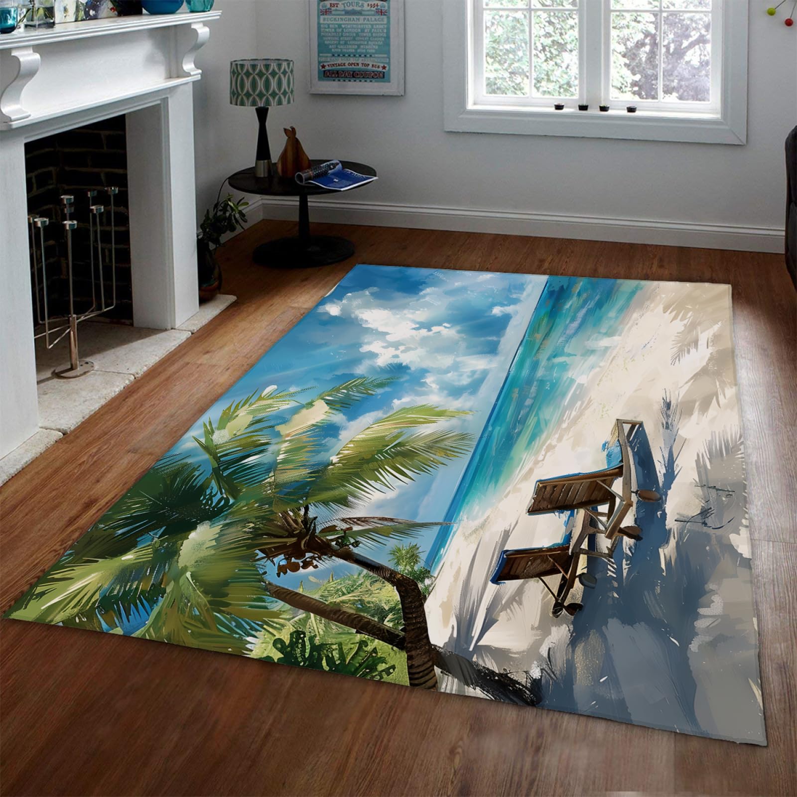 Tappeti moderni per il soggiorno Pop Art Coconut Tree Beach Tappeti per il tempo libero per la camera da letto Tappetini da cucina per il lavaggio in lavatrice estetico 150x240cm
