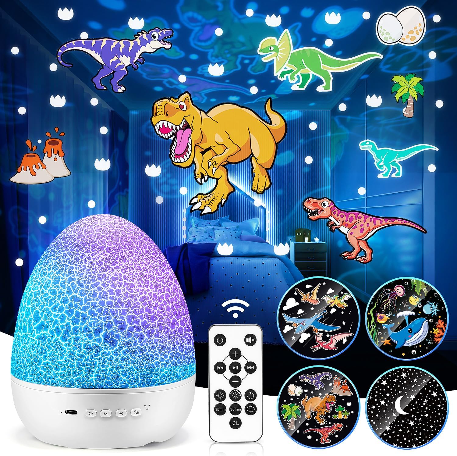 PIKOY Night Light for Kids, Dinosaur Night Light Projector