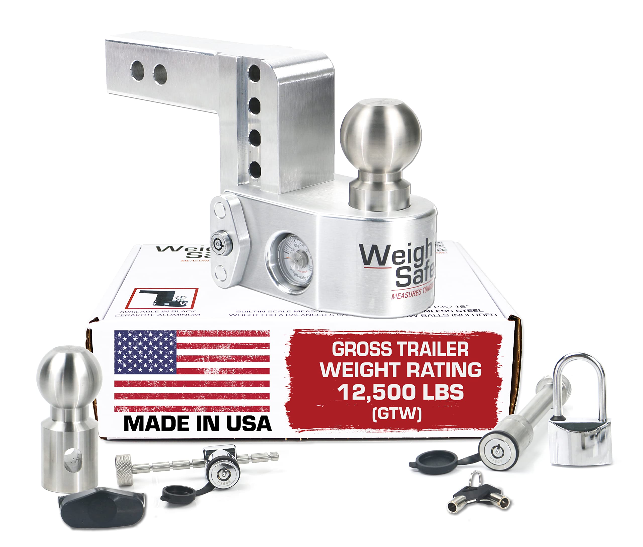 Buy Weigh Safe Adjustable Trailer Hitch Ball 4" Drop Hitch for 2