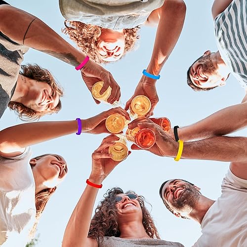 Miniatura 7 de Morcheiong Pulseras de goma de colores, 100 pulseras de silicona en blanco para hombres, mujeres y adolescentes