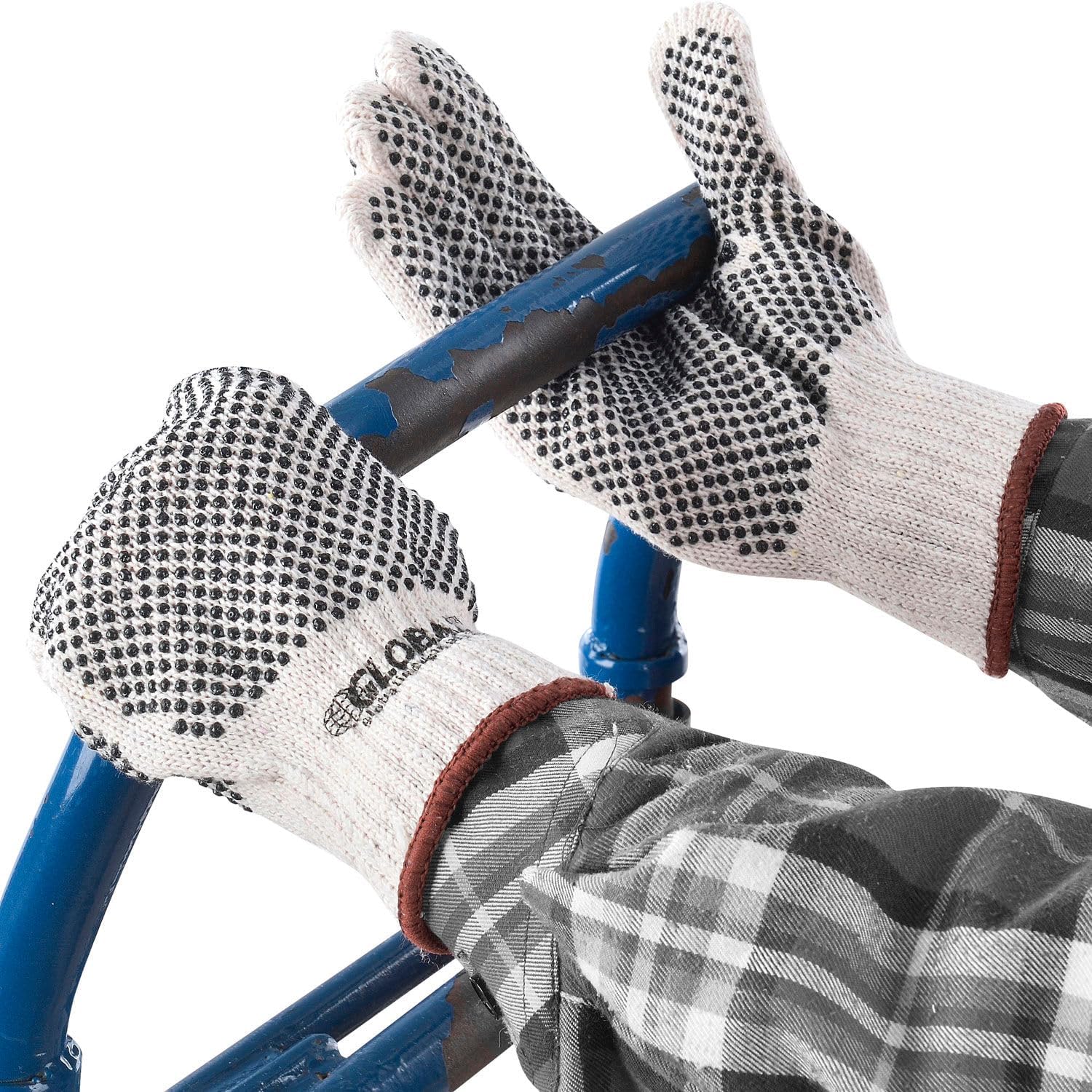 Global Industrial PVC Dot Knit Gloves, Double-Sided, Black, Large, 1-Dozen