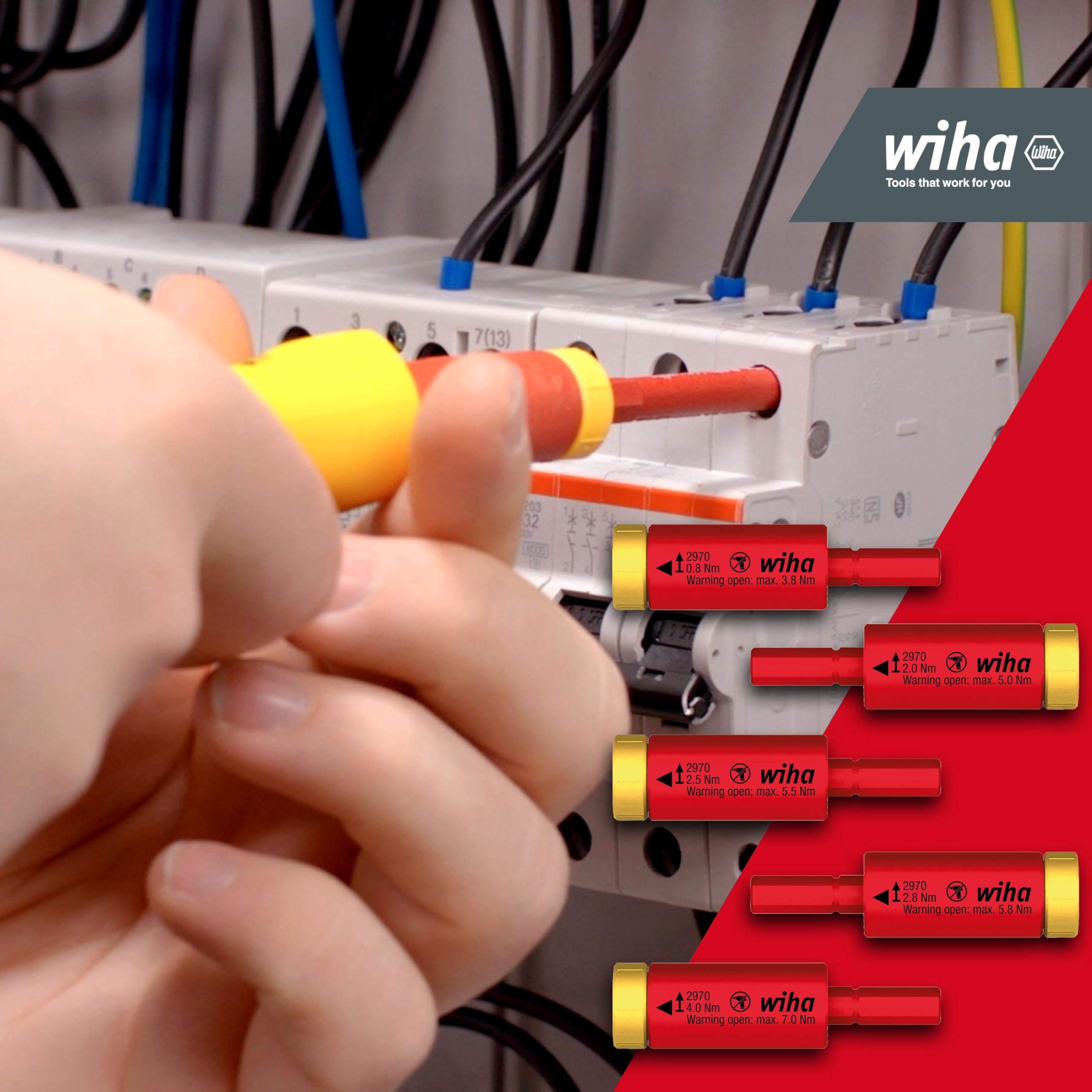 Wiha Drehmoment Set easyTorque Adapter electric für slimBits und slimVario Halter 5-teilig I Drehmoment-Adapter I 0,8-4,0 Nm I VDE geprüft (41479)