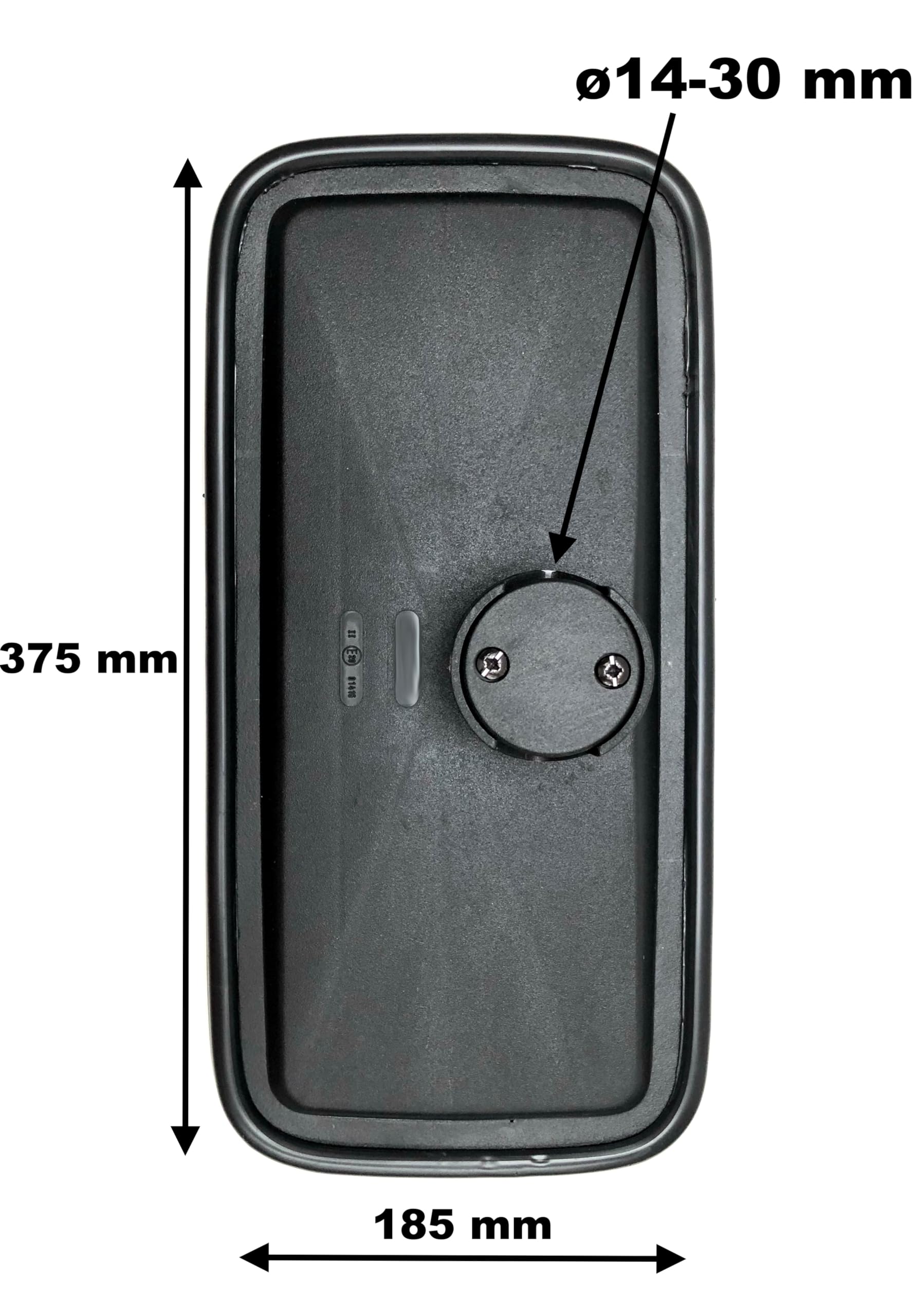 Rétroviseur extérieur 375 x 185 mm E20 Ø 14-30 mm Rétroviseur latéral pour camion, pelleteuse, tracteur, bus (1, 375 x 185 mm Ø 14-30 mm)