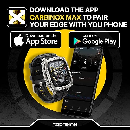 Miniatura 9 de CARBINOX Edge Smart Watch con cargador 1.96″ AMOLED, acero inoxidable, IP69K/5ATM rastreadores de fitness, doble banda GNSS, 500mAh, llamadas