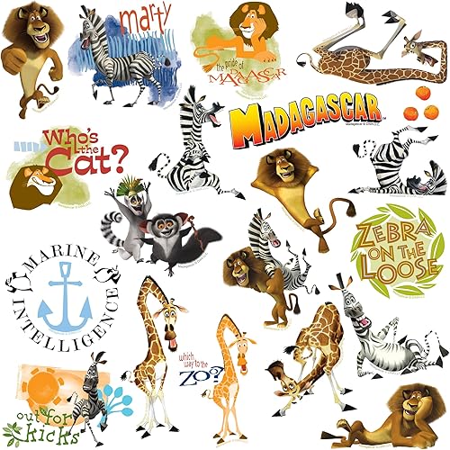 Miniatura 3 de Paquete variado de calcomanías de vinilo de Madagascar para laptop, botella de agua, álbumes de recortes, tableta, monopatín, interiorexterior,