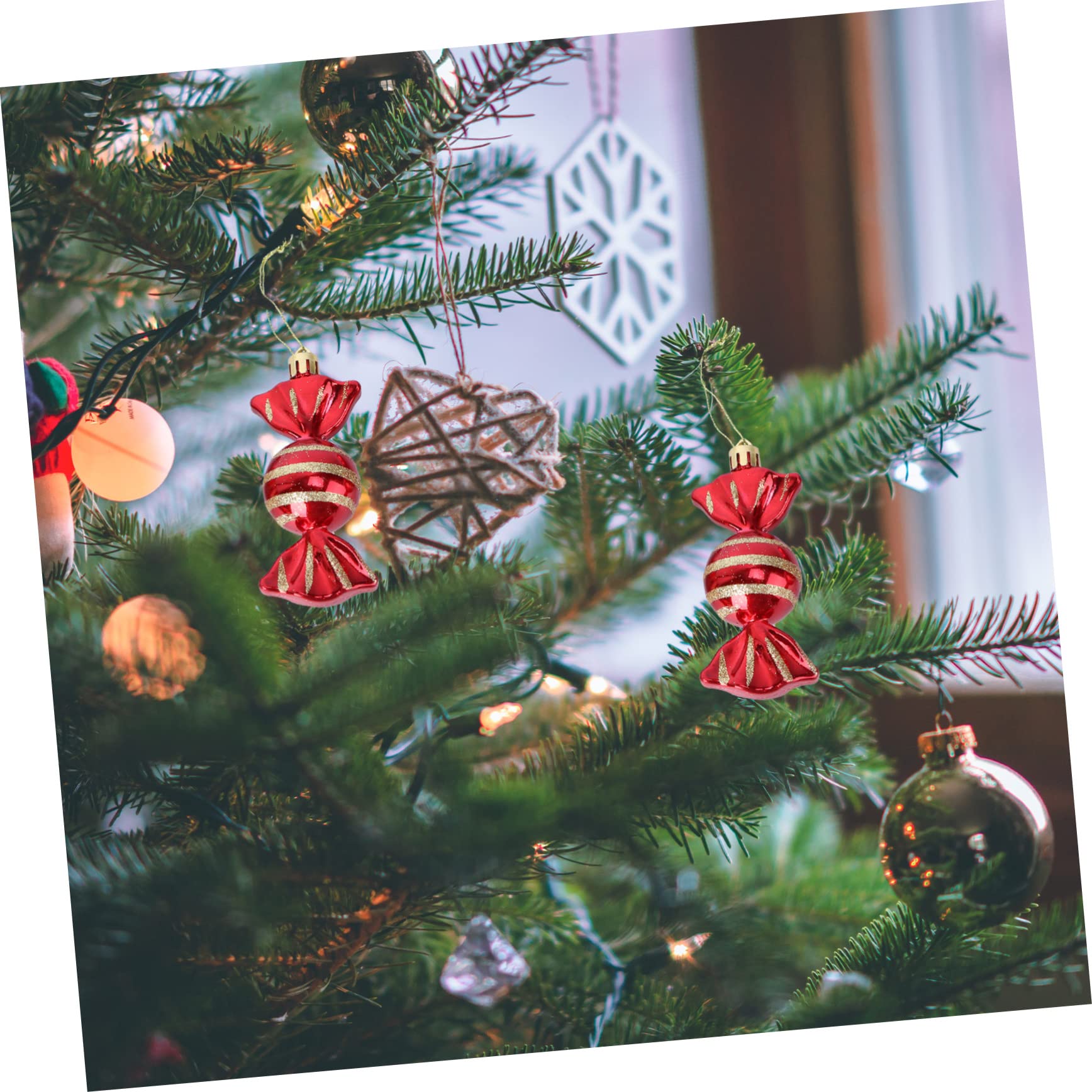 ifundom 24piezas Adornos Colgantes De Forma para Decoración Navideña Paquete para Árbol De Navidad y