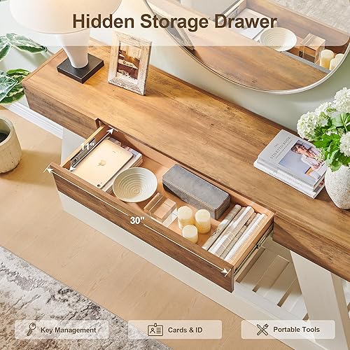 Miniatura 3 de OKD Mesa de entrada de granja de 60 pulgadas con cajón, mesa consola detrás del sofá, entrada larga estrecha para pasillo, sala de estar, pasillo,