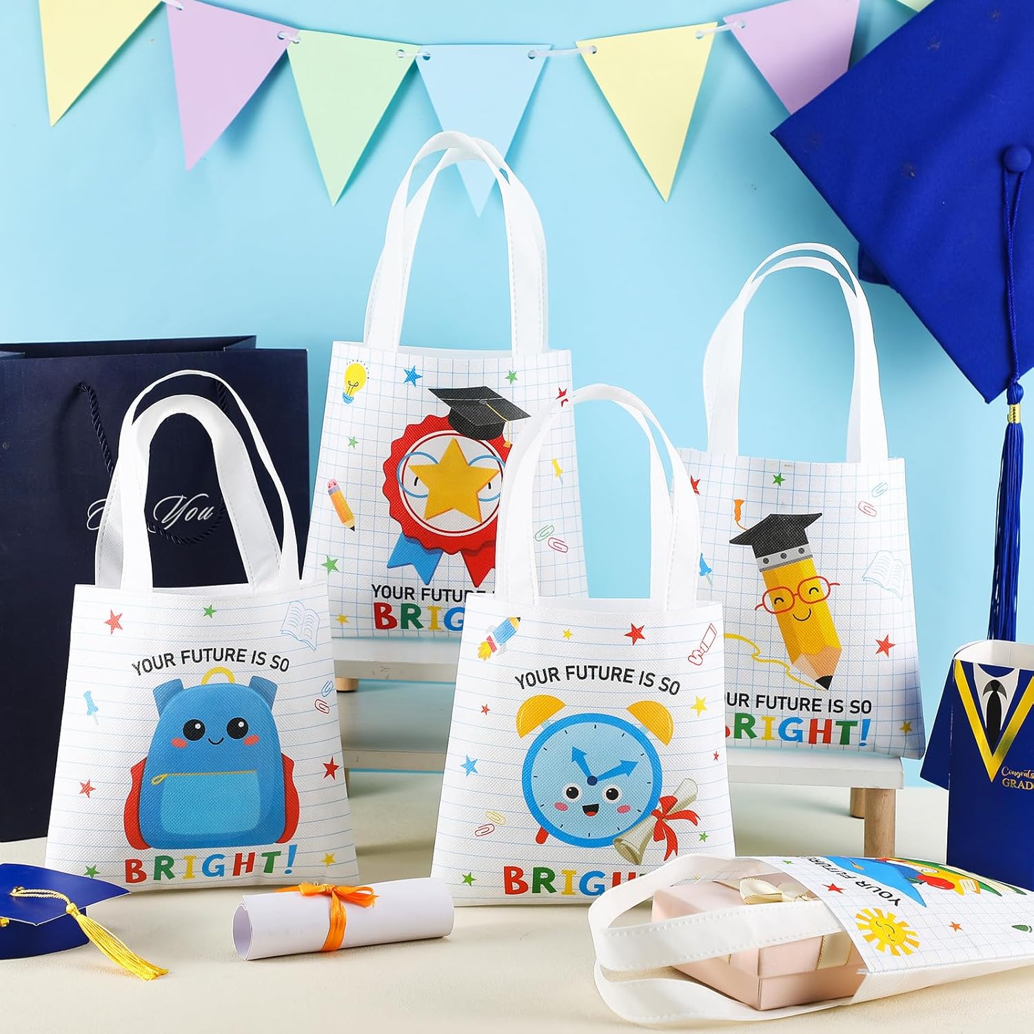 36 Pcs Graduation Tote Bags Bulk Bright Future Gift Tote Bags 2026 Grad Students Grad Gift for Kindergarten Preschool Graduation Party Decoration Supplies