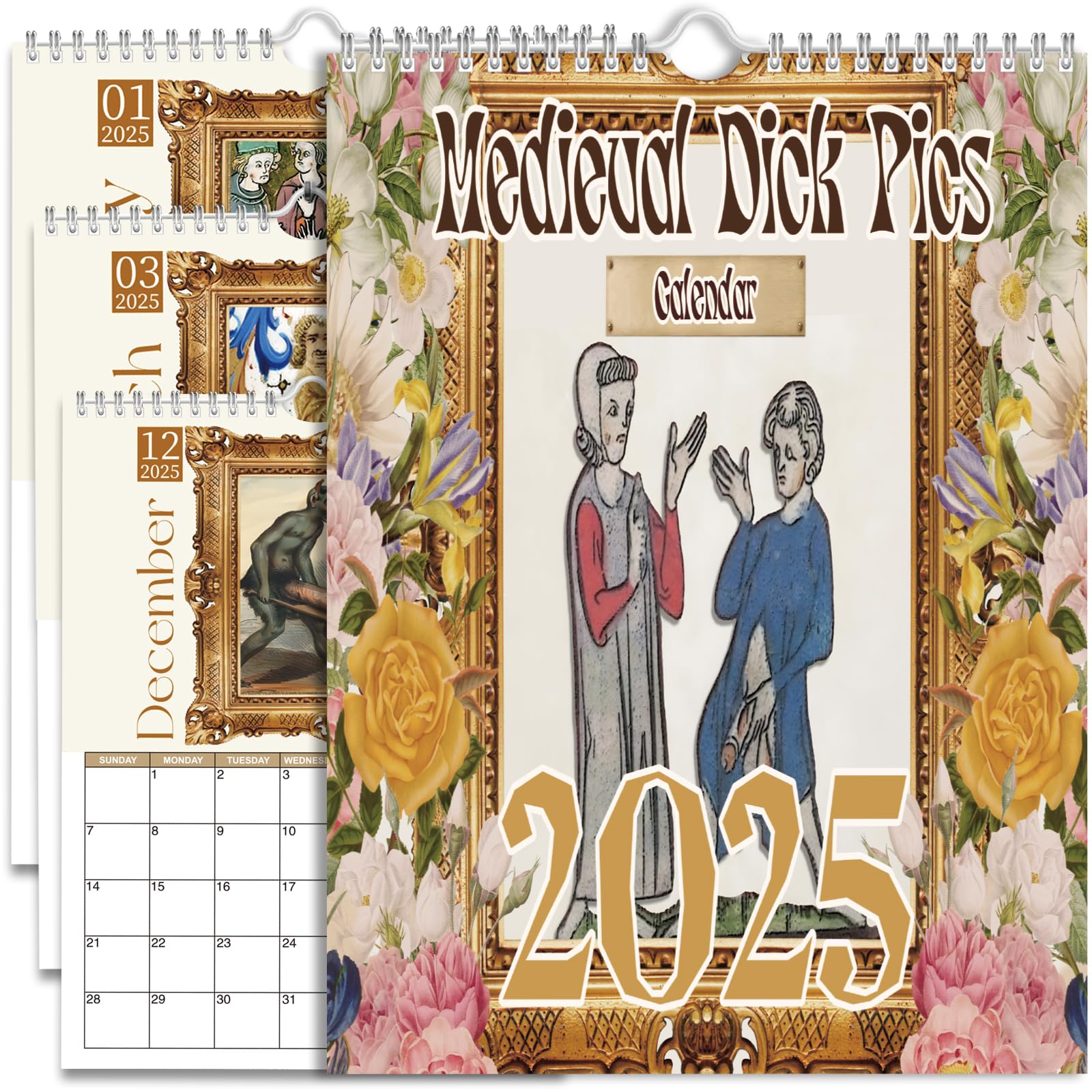 Medieval Dick Pics Calendar 2025,Funny Secret Santa Gifts,Rude Gag Gifts,Secret Santa Ideas,Christmas Gifts for Men Woman,Xmas Present Stocking Fillers