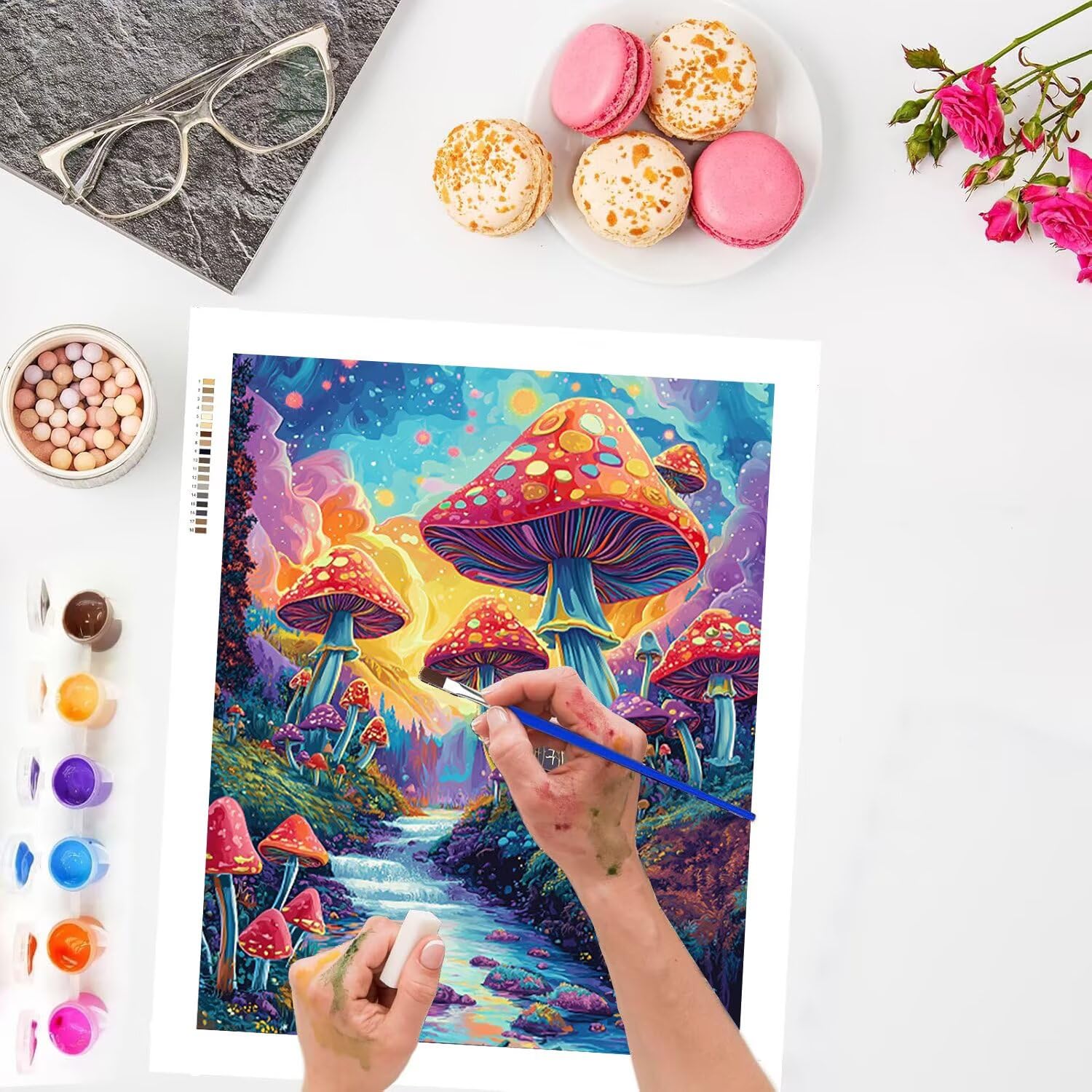 WEISHIWE Pilz im Wald Malen Nach Zahlen Erwachsene Anfänger, 80x100cm c-822 | Handgemalt Ölgemälde Kit für Mädchen Jungen ab 7 8 9 Jahre, Rahmenlos, für die Wanddekoration zu Hause, DIY Acrylmalerei