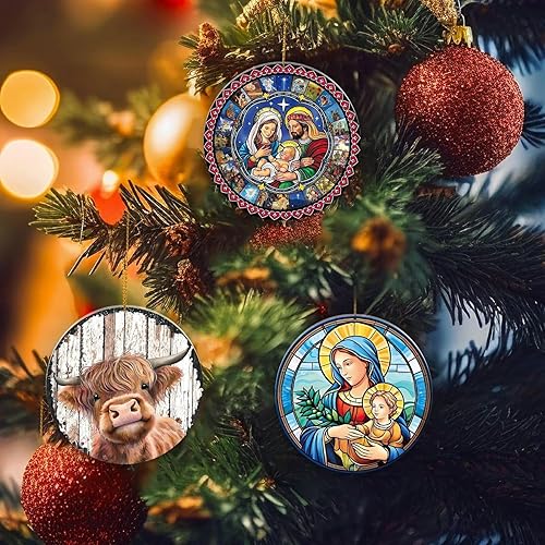 Miniatura 4 de Adorno de Navidad de Natividad, adorno colgante de escena de la natividad de Jesús para suministros de decoración de árbol de Navidad, adorno