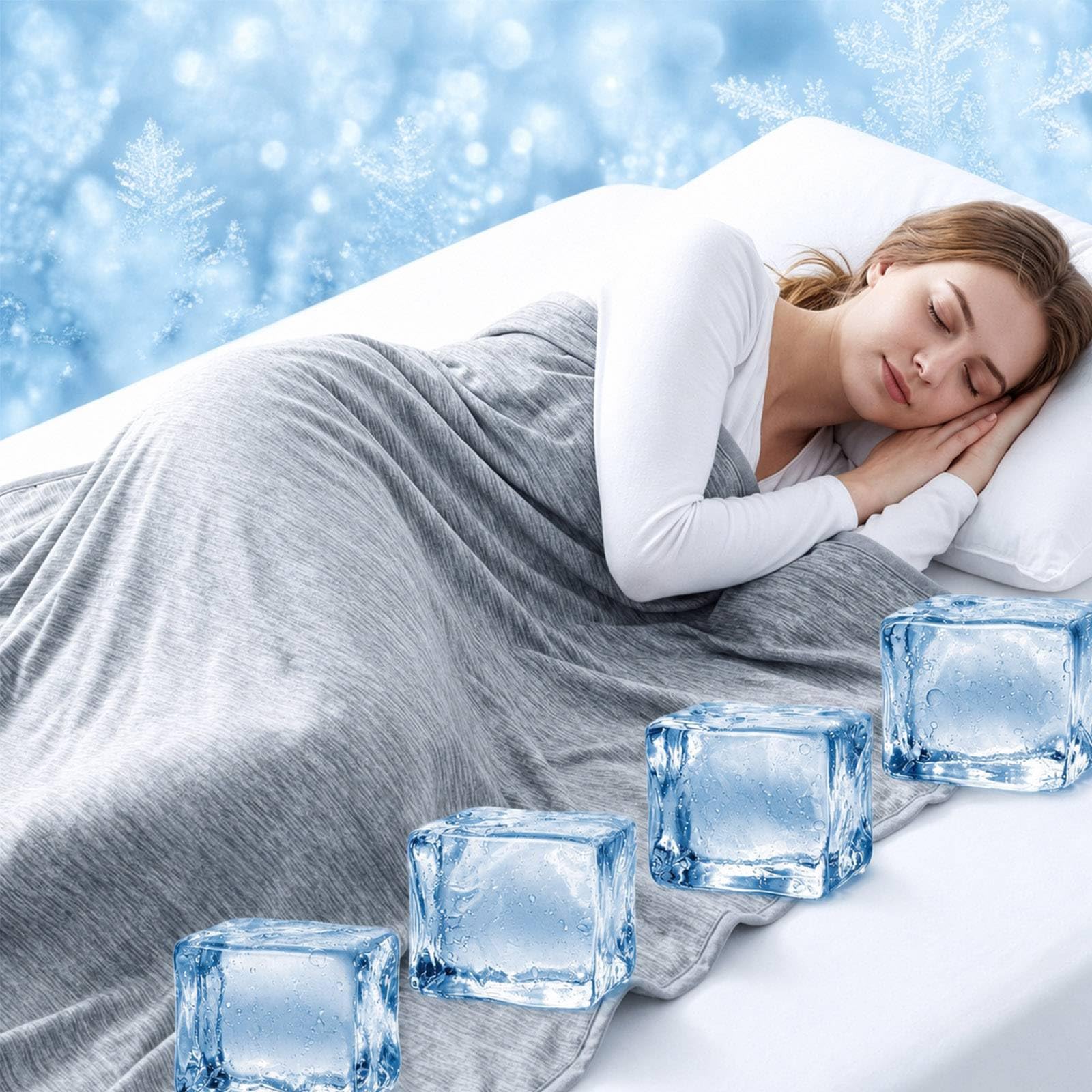 SUNNYNEST Cooling Blanket for Night Sweats, Summer Cool Throw, Double-Sided Arc-Chill Fabric Lightweight Blanket for Hot Sleepers, Bed Sofa Travel (130x150CM)