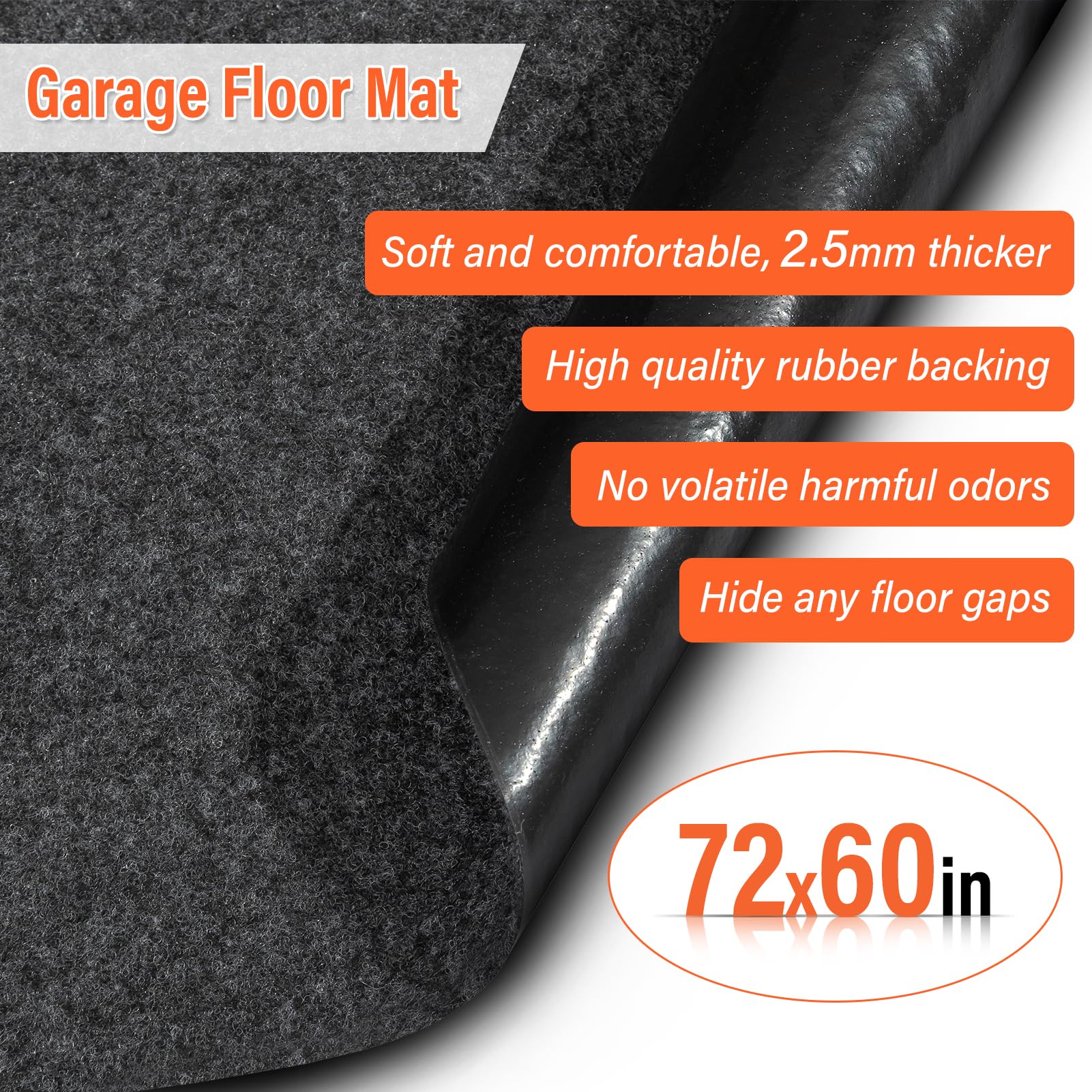 Alfombrilla de garaje de 60 x 72 pulgadas, alfombrilla de derrames de aceite, alfombrilla de mantenimiento premium, capa trasera de goma impermeable que protege la superficie del piso del