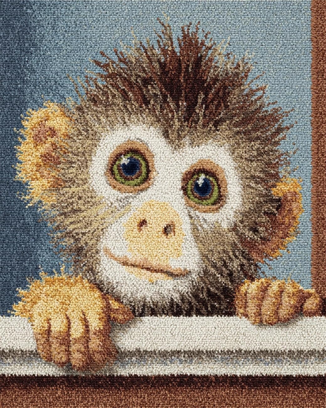 Henypt DIY Latch Hook Rug Kit Cartoon Monkey 60x90cm