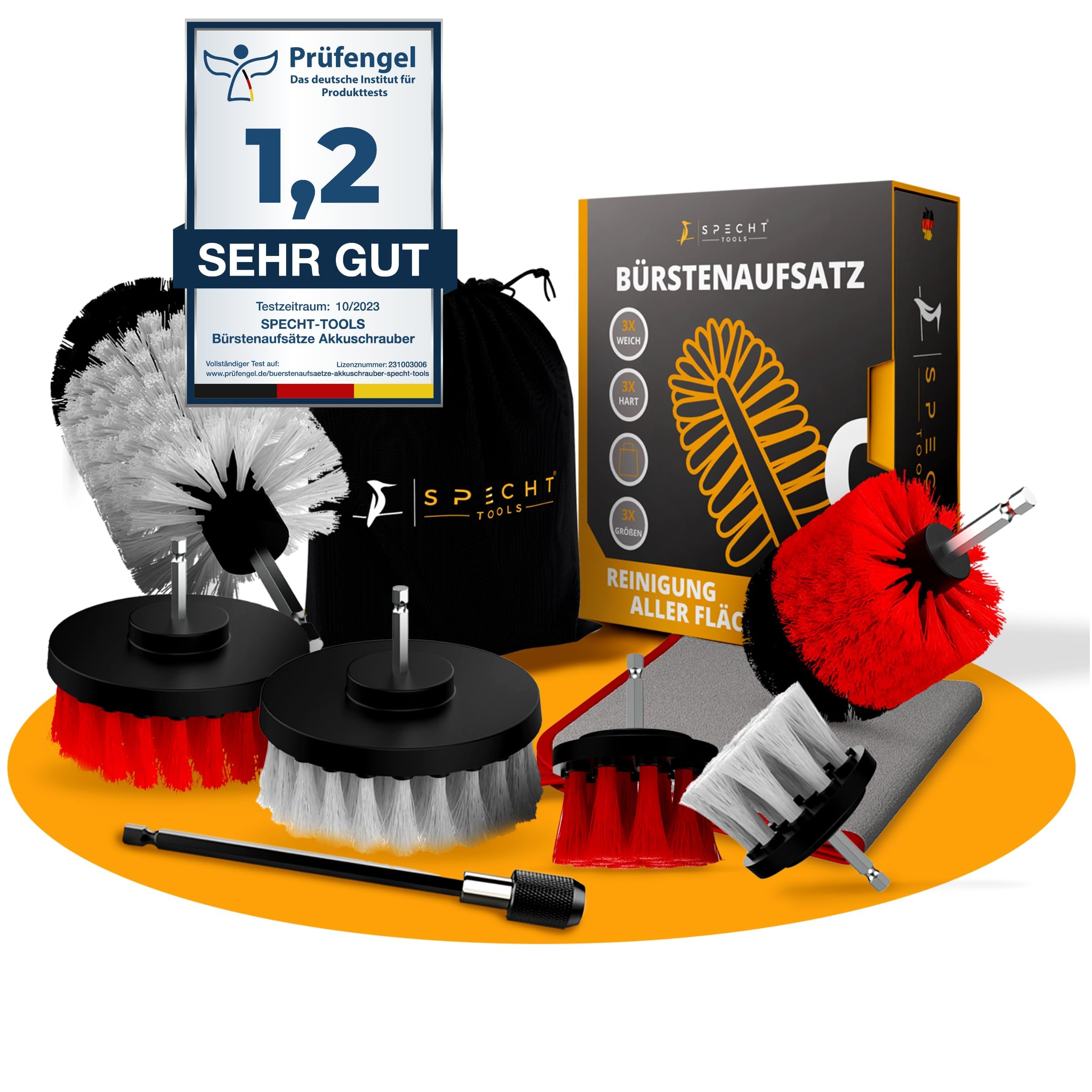 Bürstenaufsatz Akkuschrauber 9er Set Bürste Akkuschrauber Reinigt Motorrad Felgen, Auto, Polster Reinigungsbürste Bohrmaschine Felgenbürste, Polsterbürste Auto, Drill Brush Set