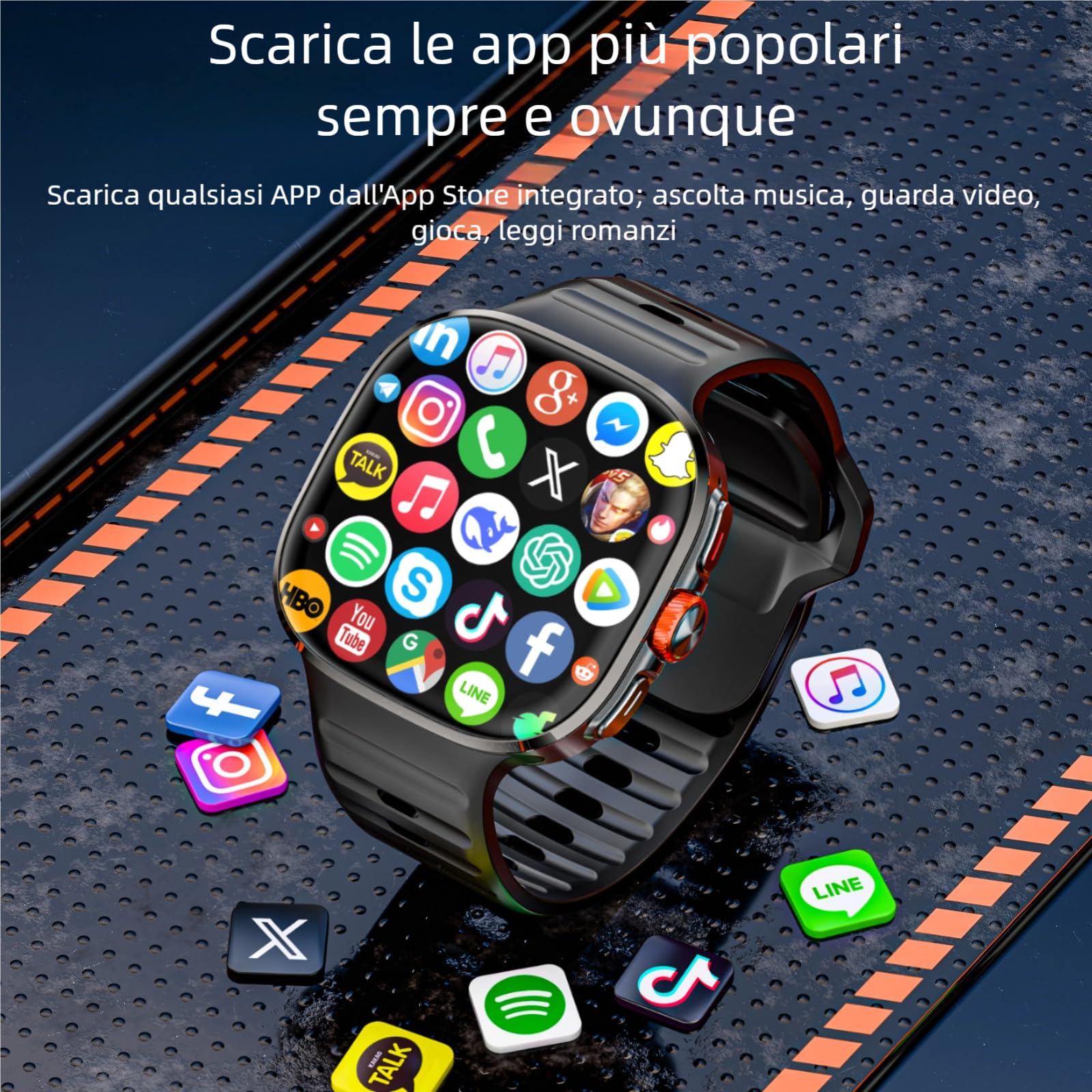 LOKMAT 4G Scheda SIM Smart Watch Android, Schermo AMOLED Grande 2.16'' 3GB+32GB Smartwatch per Uomini e Donne con Camera Rotante WiFi GPS, Orologio Tracker di Attività Fitness 1150mAh (Nero)