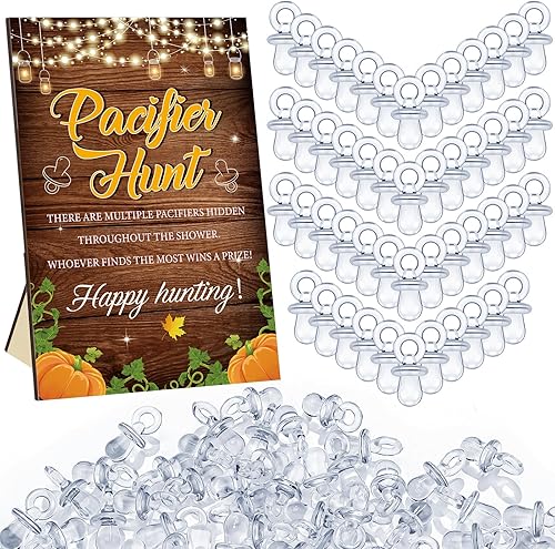 Miniatura 14 de Thyle 51 piezas Juego de Baby Shower "Ella es nuestra cereza del pastel" con búsqueda de chupetes rojos, incluye señal de búsqueda y 50 chupetes