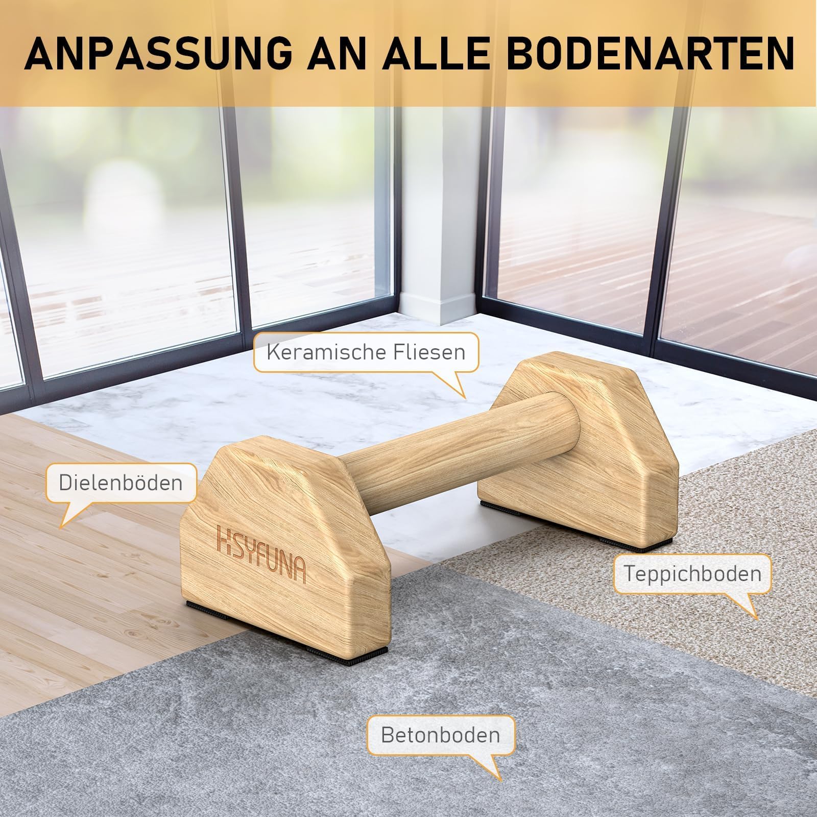 Liegestützgriffe Holz, Parallettes, rutschfeste Griffe Liegestütze, Push Up Stand Bars, Liegestützgriffe für Muskeltraining und Krafttraining, Handstand Griffe für Indoor & Outdoor