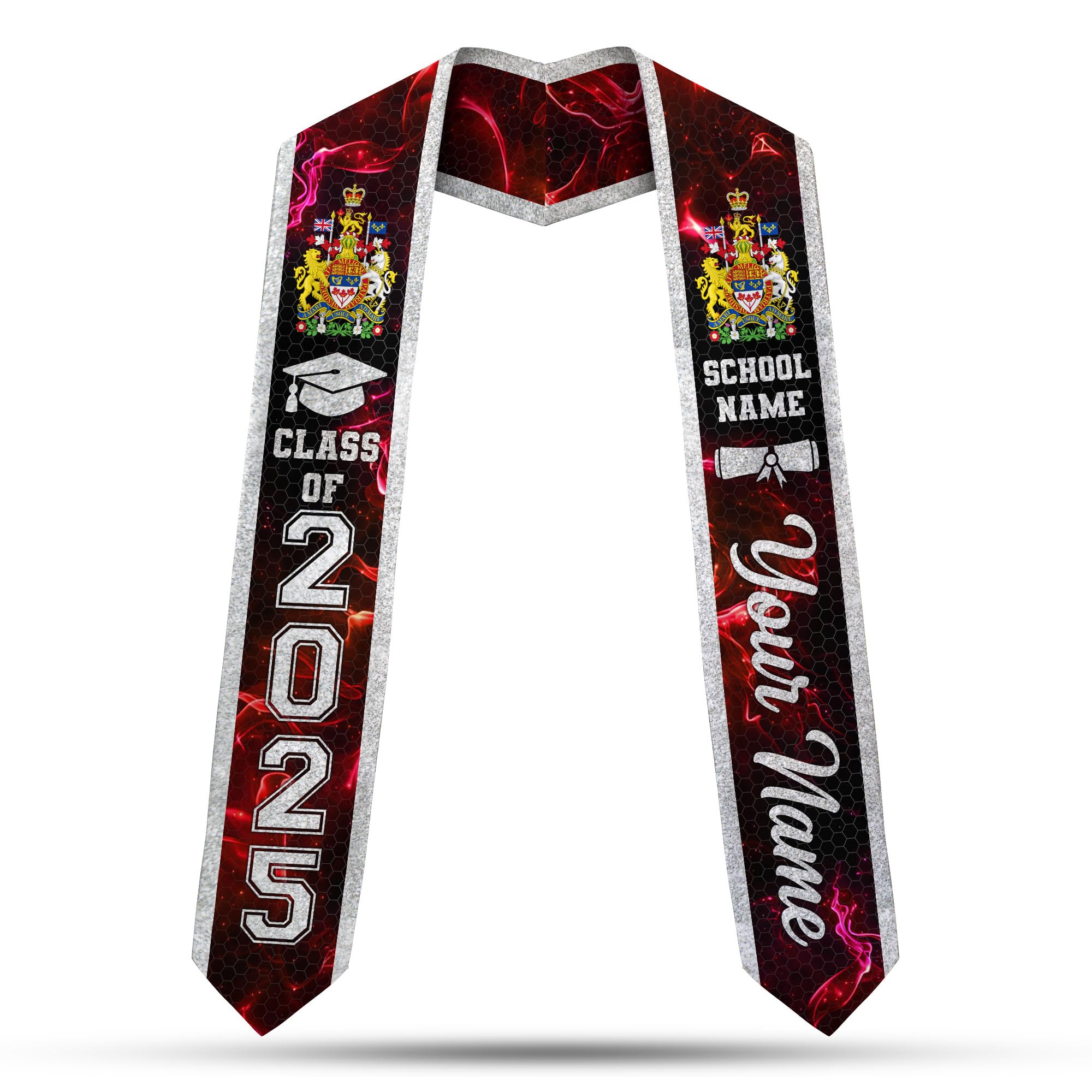 MonkeyVan Personalized Canada Graduation Stole, Canadians Graduation Sash, Canada Flag Graduation Stole, Class of 2025 Cn3