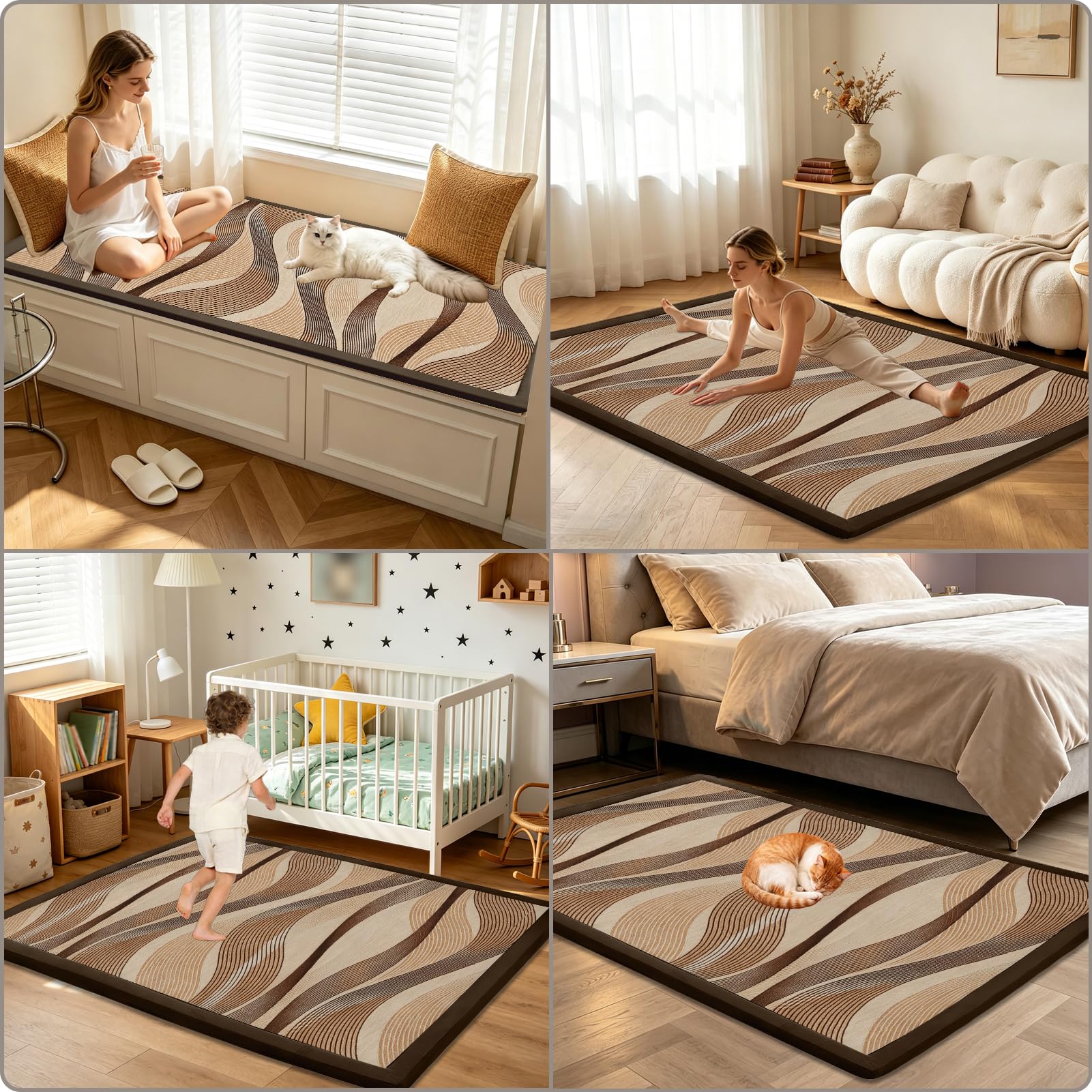 Dywan dla niemowląt 2 cm maty do zabawy dla dzieci 150 x 180 cm | Zmywalny, antypoślizgowy, miękki tatami do jogi, ćwiczenia na raczkowanie, łóżko do kojca i zabaw dla dzieci