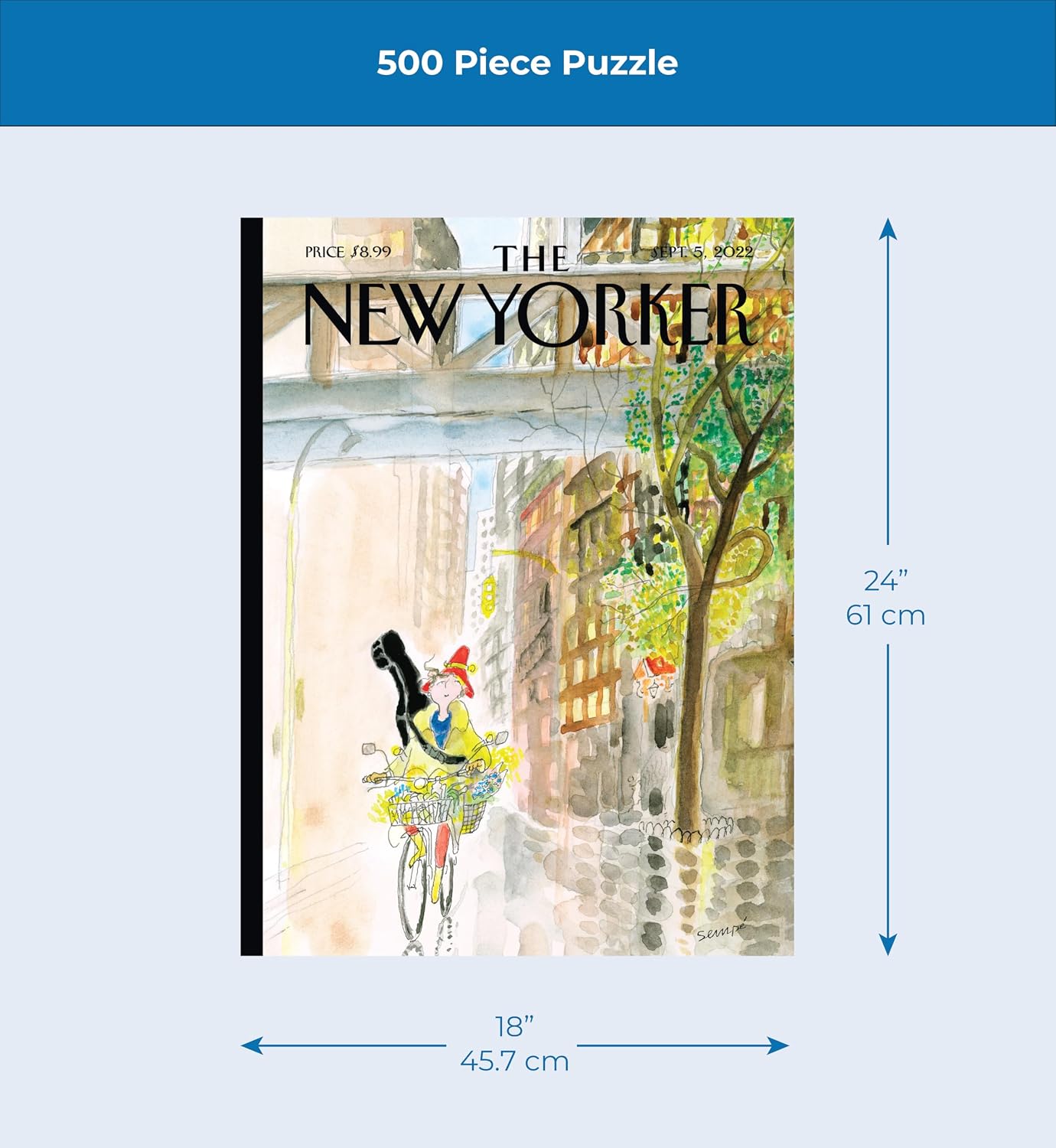 New York Puzzle Company - New Yorker Morning Music - 500 Piece Jigsaw Puzzle for Adults by Jean-Jacques Sempé