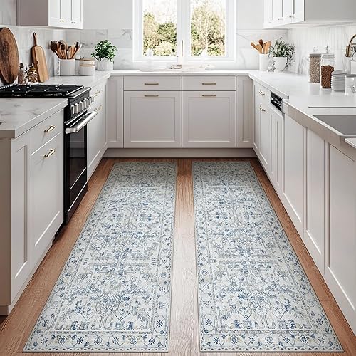 Miniatura 22 de jinchan Tapete de pasillo o cocina lavable, de época, reverso de hule antideslizante, ultradelgado, floral, para dormitorio, baño, lavandería y sala