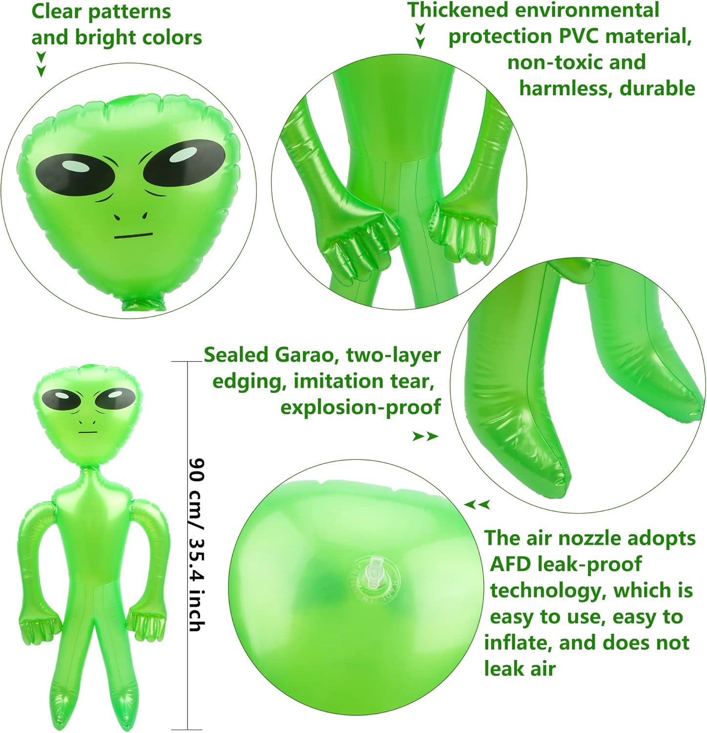 15 Pack 35 Inch Jumbo Inflatable Alien Inflatable Figures Inflate Alien Toys for Birthday Party Favors Alien Theme Halloween Party Decorations (Green)