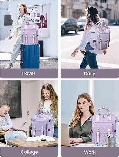 Miniatura 9 de LOVEVOOK Mochila para laptop para mujer, mochila de trabajo para mujer, enfermera, profesora, mochila de viaje resistente al agua con compartimento