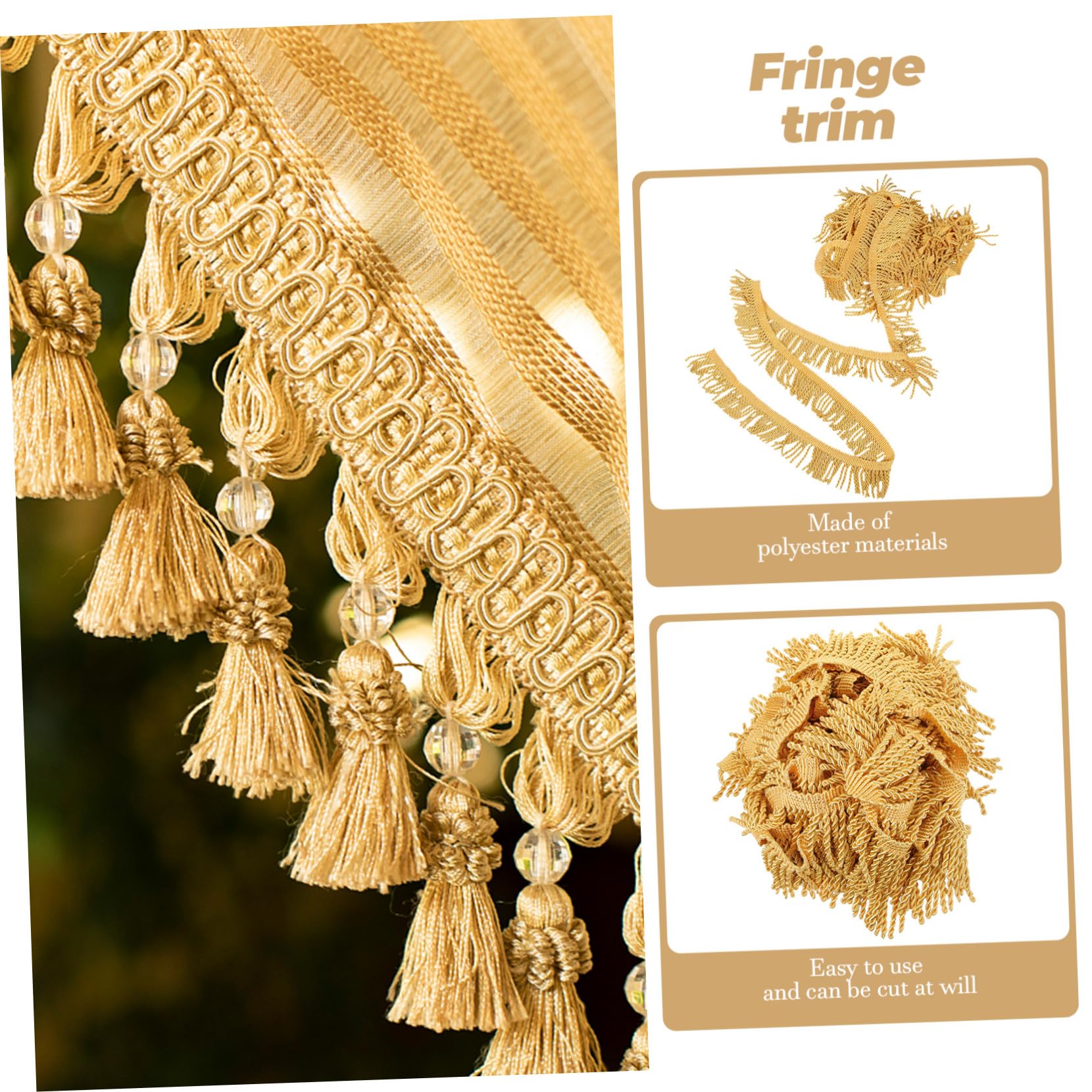 Fransenborte Quastenbesatz Polyester Tassel Trim DIY Vorhang Gardinenband zum Aufnähen für Flaggen Lampenschirme Sofakissen Dekoration