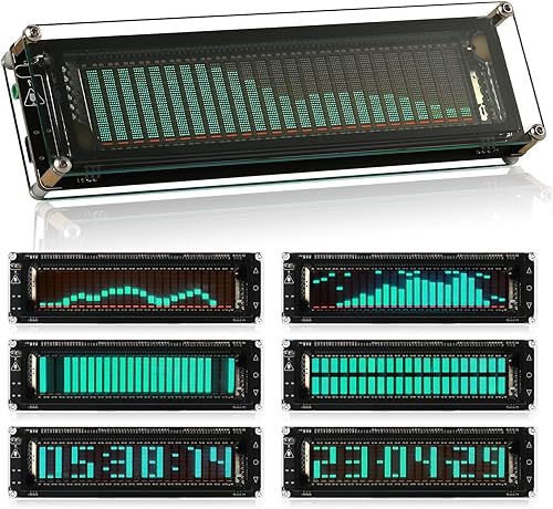 Nobsound AK2515 Pro - Analizador de espectro de audio con pantalla VFD, entrada de micrófono y AGC avanzado, medidor de nivel de sonido preciso para