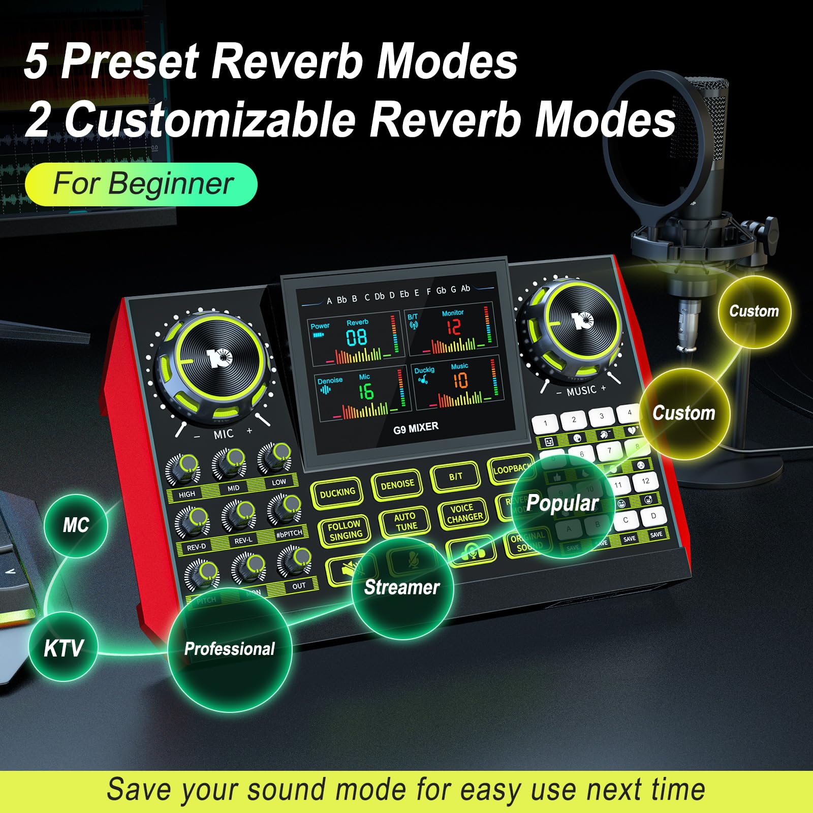 Podcast Microphone Bundle with Live Sound Card Audio Mixer, Podcast Equipment Bundle Sound Board with 3.5mm Condenser Microphone(P15) for Pc/Phone Live Streaming Singing Gaming,Voice Changer, Denoise