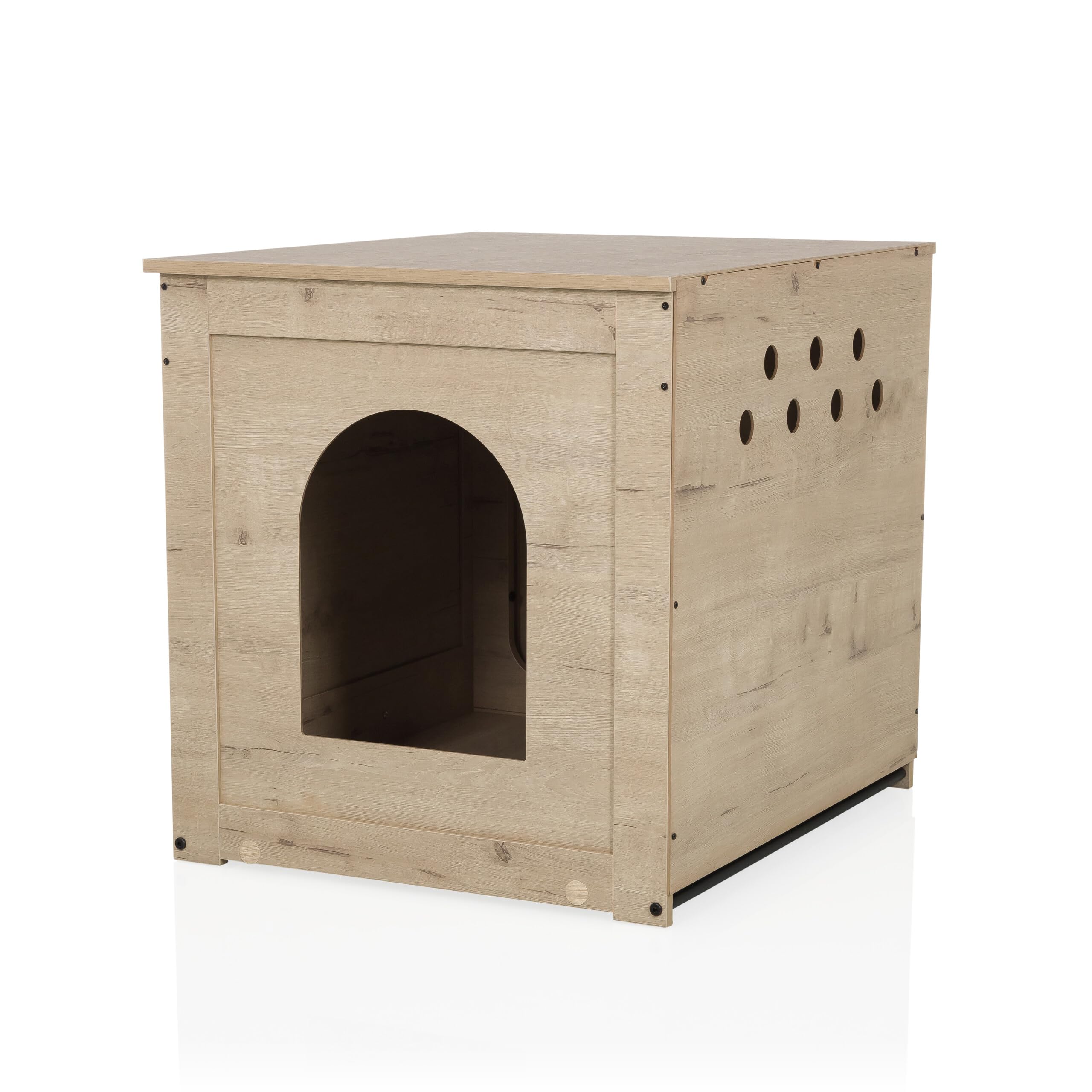 hjh LVING Domek dla kota do domu, 60 x 50 x 53,2 cm, Kitty Pawbox, 1 szafka na kuwetę dla kotów, legowisko dla kota o obciążeniu do 30 kg, dąb