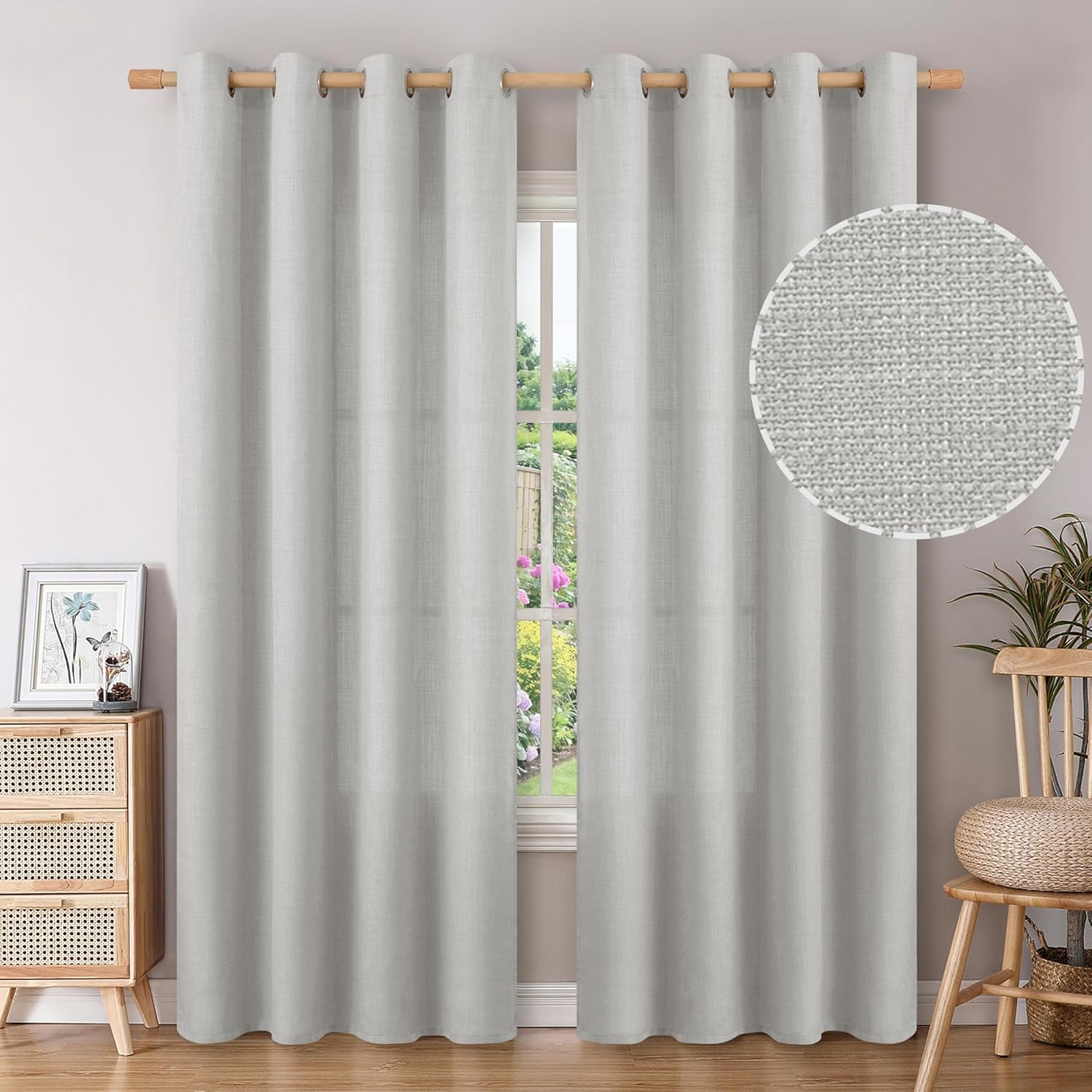 BGment Faux Linen Curtains 90 Inches Long Set of 2 Panels, Living Room Long Curtains Burlap Textured Thick Light Filtering Privacy Grommet Window Treatments, 52 x 90 Inch, Light Grey 52"W x 90"L (Pack of 2) Light Grey