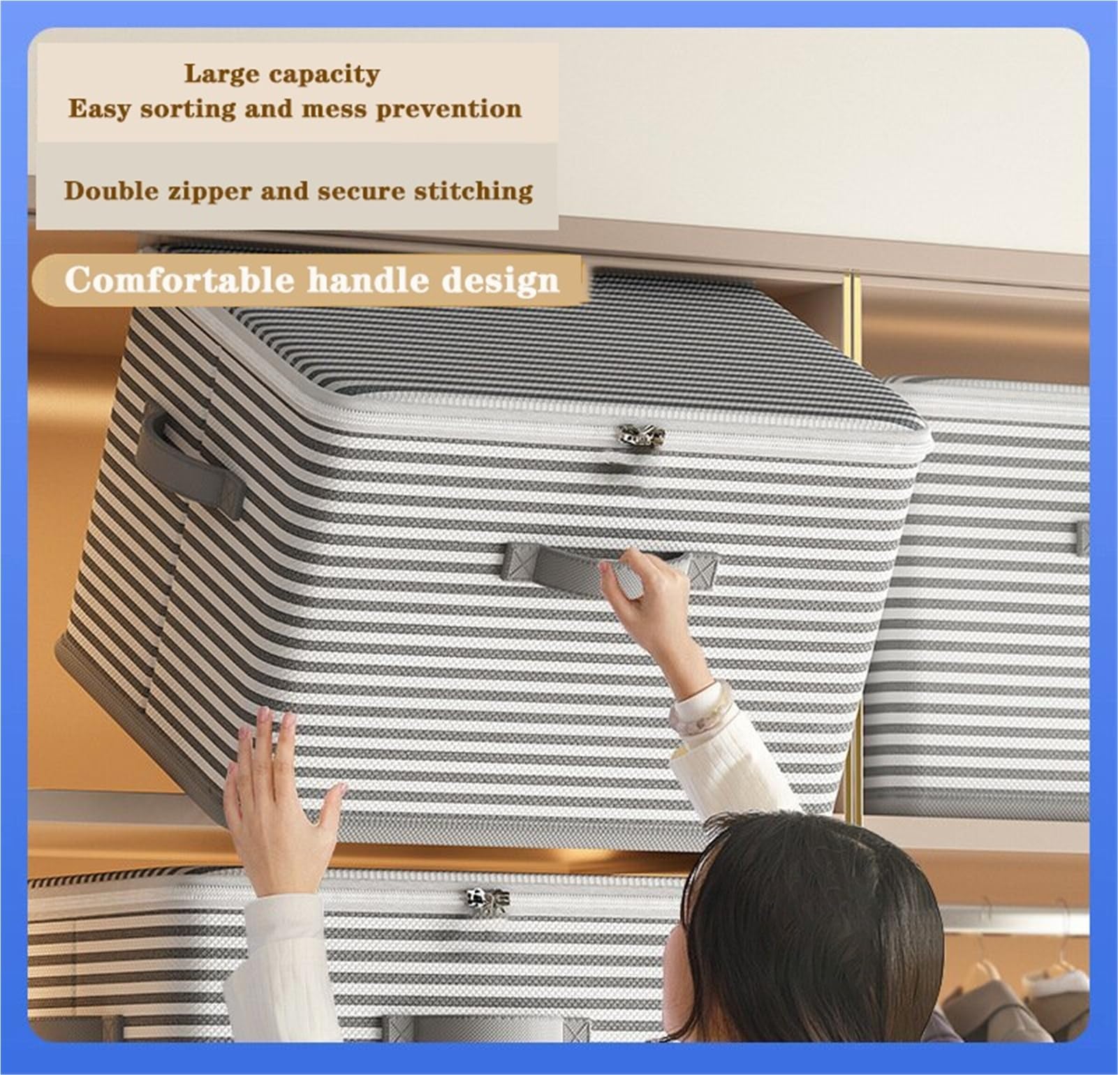 Organizzatore Di Armadio Pieghevole Cesto Di Stoccaggio con Coperchio, Maniglia e Cerniera/Gray/58 * 40 * 35 cm