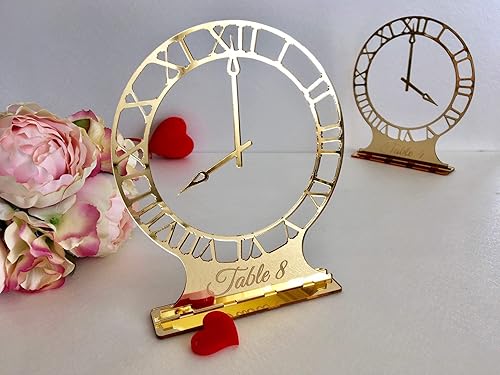 Miniatura 9 de Wedding Table Numbers, Personalized Laser Cut Clock, Freestanding Modern Centerpieces, Reception Decor, Custom Number Holders, Clock Table Numbers,