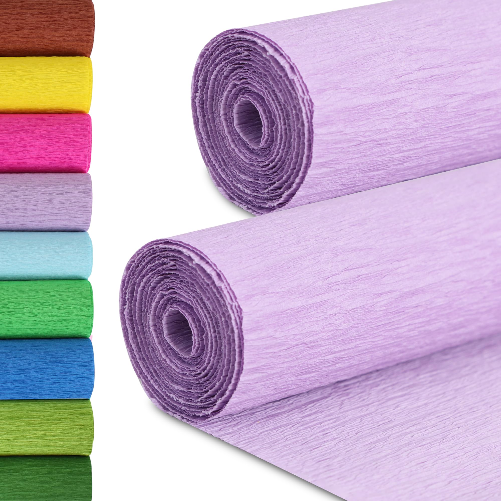 BEISHIDA Light Purple Crepe Paper Roll, 2 Rolls Crepe Paper Sheet for Craft