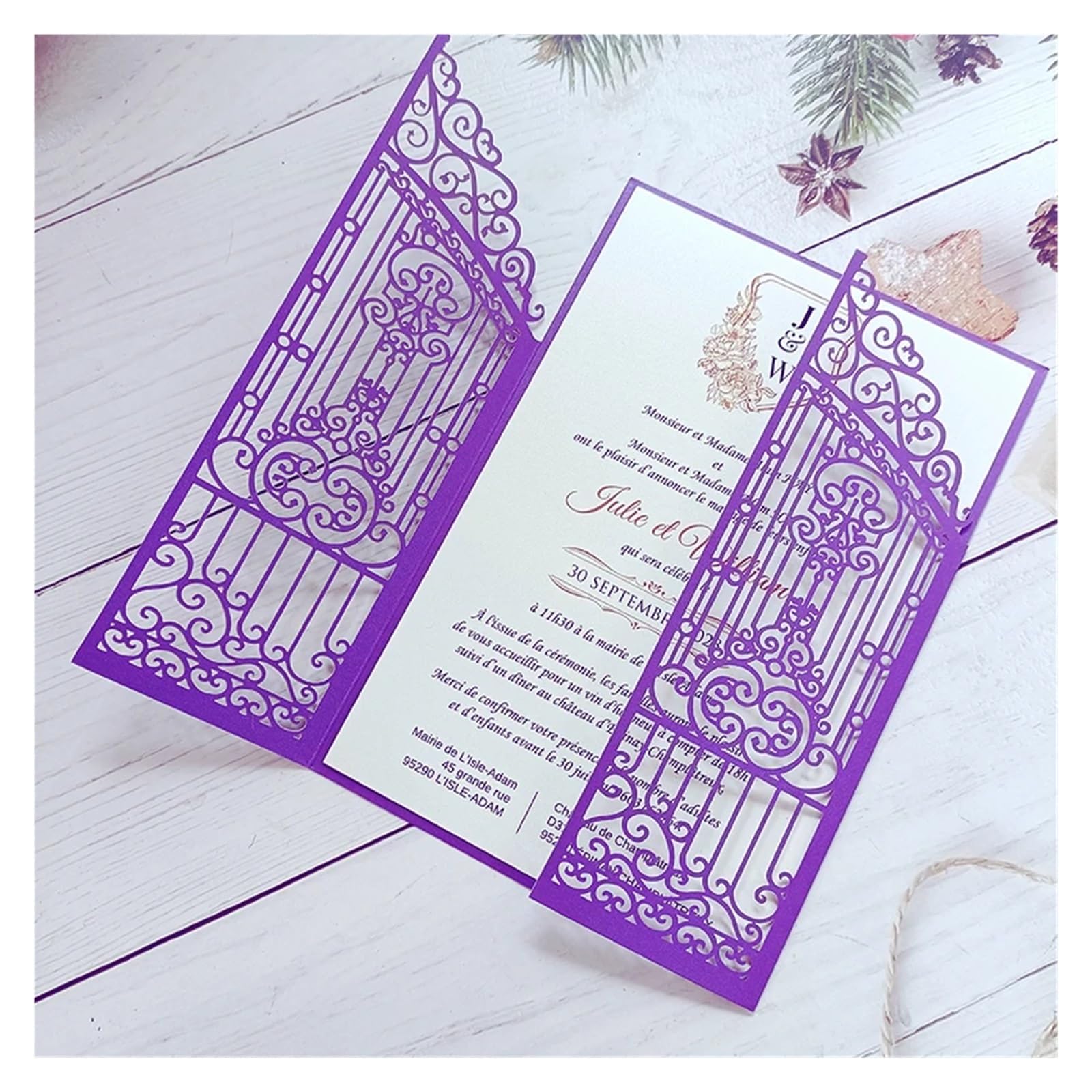 Zaproszenia ślubne, Emerald Rhinestonet Wedding Invitations Multicolor Pack Of 50 Card & Envelope(Lavender,Just Laser Cut Card)