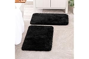 MIULEE 2-Piece Non-Slip Shaggy Bath Mat Set
