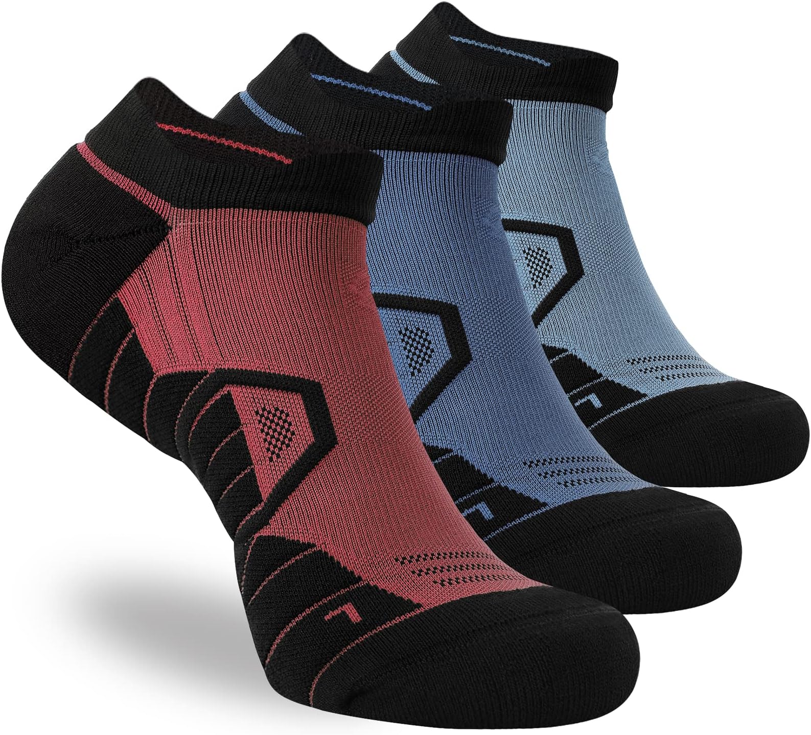 Athletic Running Socks Cushion Padded Moisture Wicking Low Cut