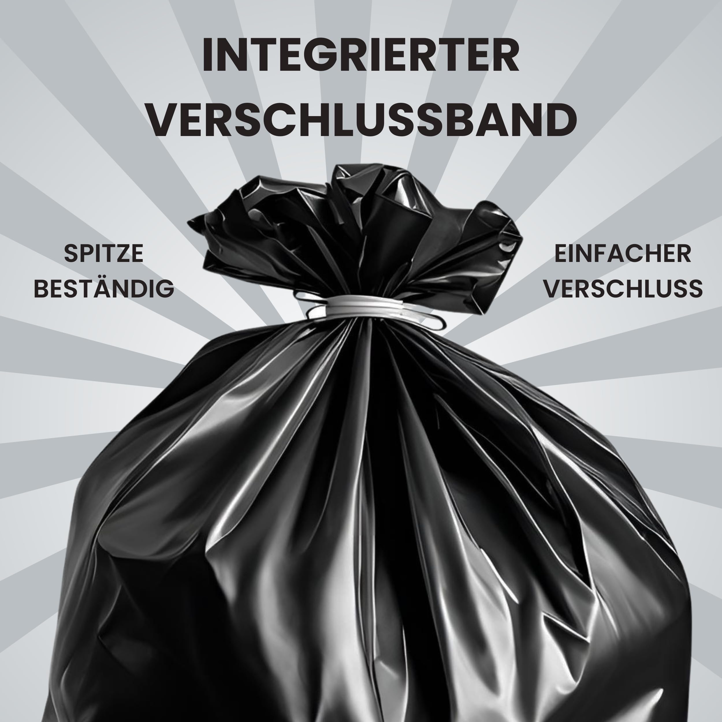 FRIO 200 große schwarze Müllsäcke, 150 Liter, Müllbeutel für Gemeinschaftsmüll, Vorratspack für Mülltrennungstonne, mit Verschlussbändern; Müllsäcke 80x120 cm, mehrschichtig, reißfest