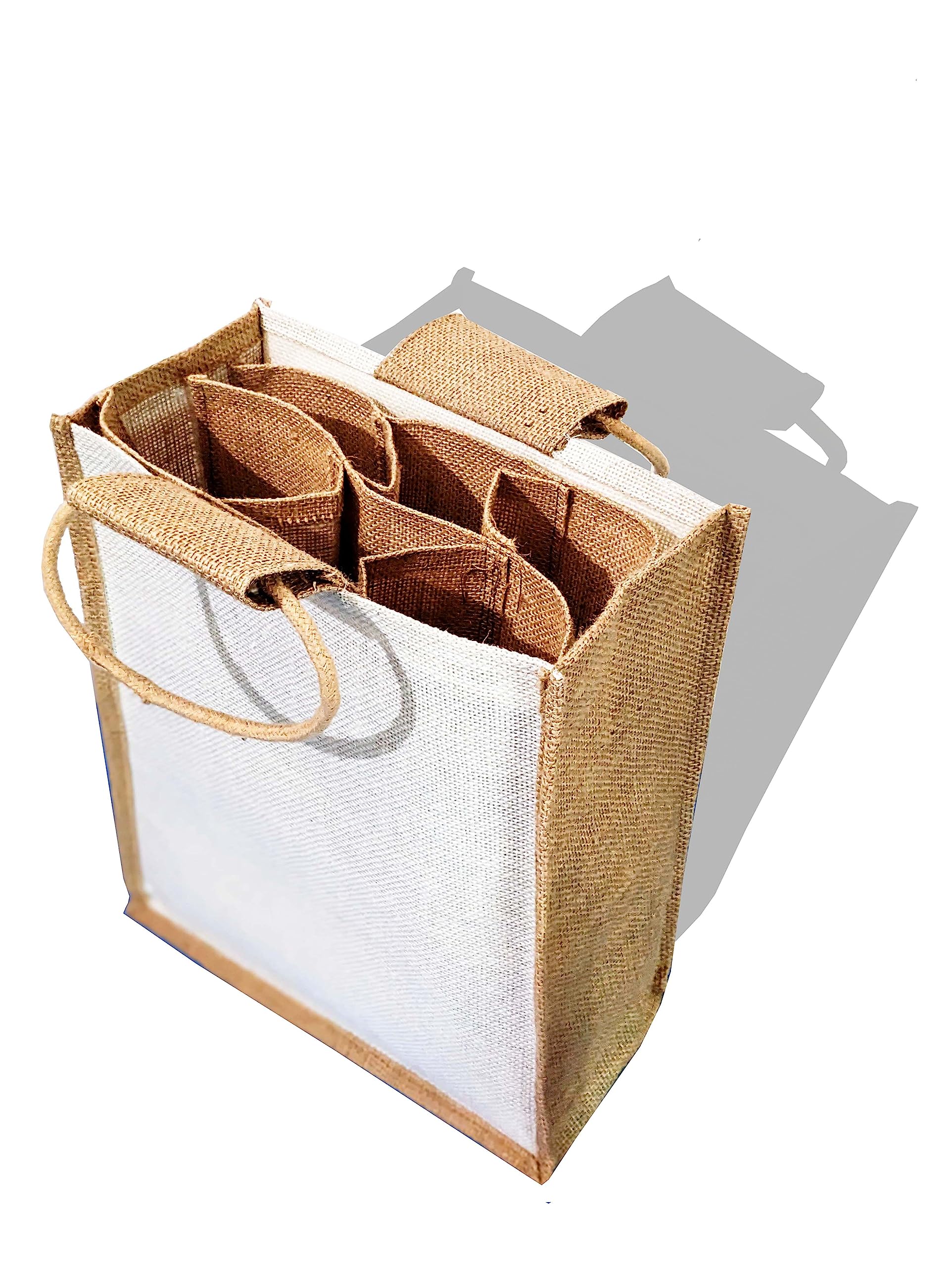 Handmakers Natural Jute Wine, Water Bottle Bag 2 LTR for Party (Set of 2)