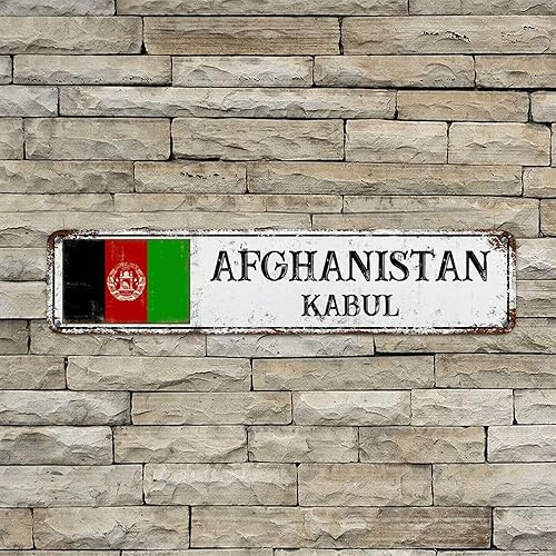 Placa de metal con bandera de Afganistán, estilo campestre, letrero de metal de aluminio, decoración para colgar, letrero de recuerdo de país,