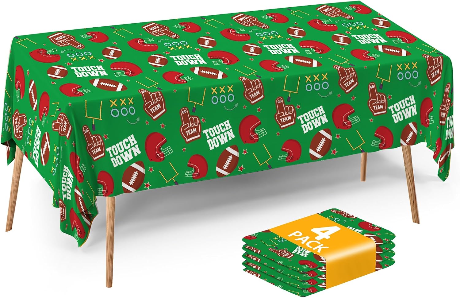 Football Tablecloth 4 Pack Super Bowl Party Supplies Game Day Decor